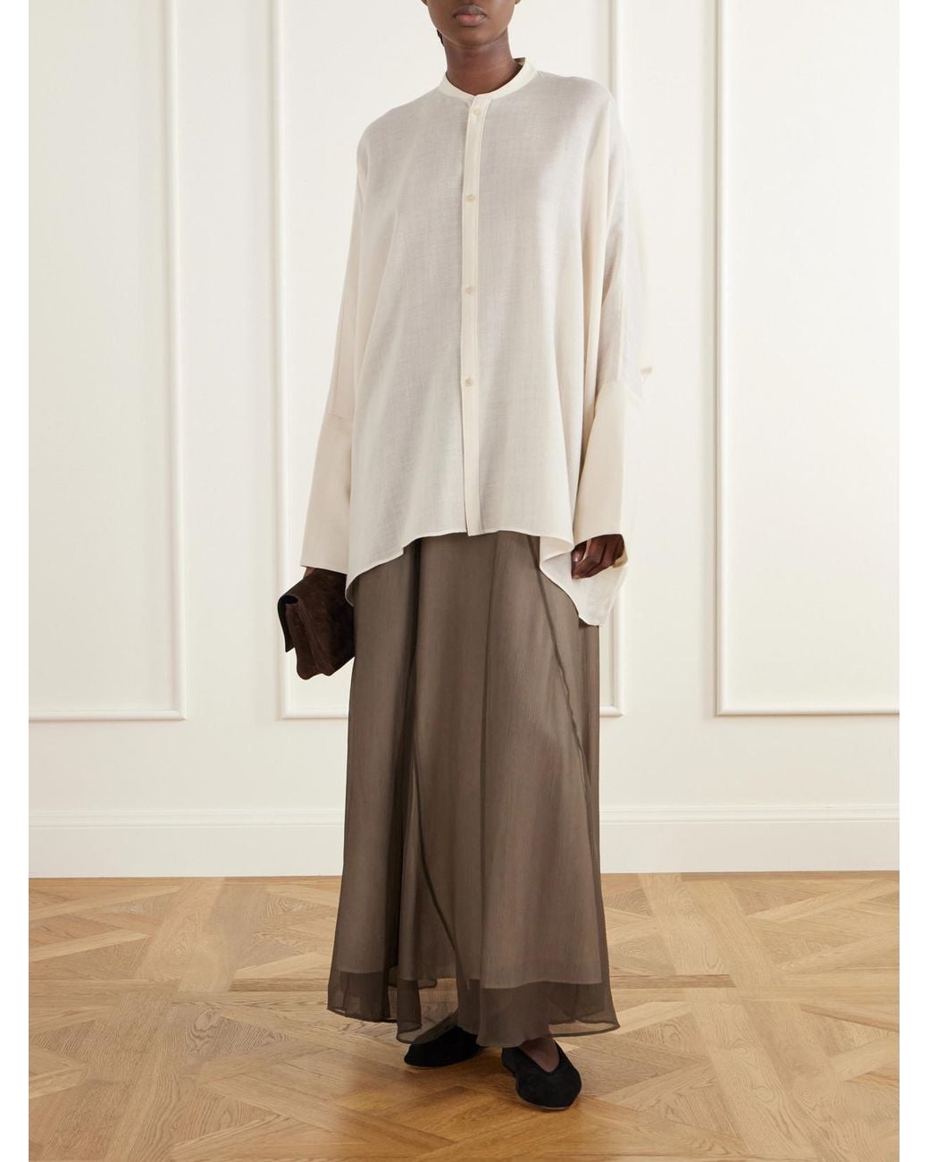 Ruohan White Kael Asymmetric Cotton-Gauze Shirt