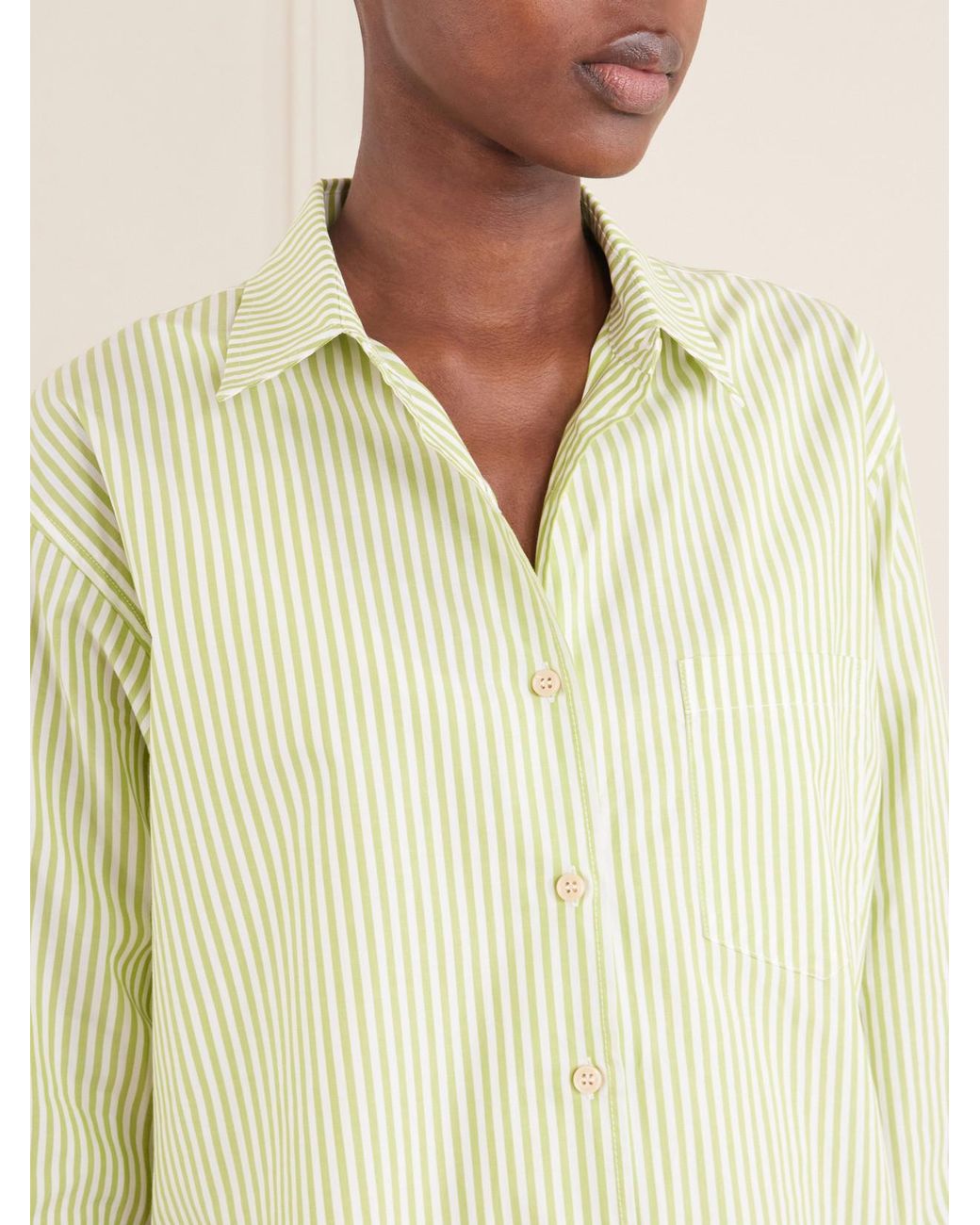 Jamie Haller Yellow Weekend Striped Cotton Shirt