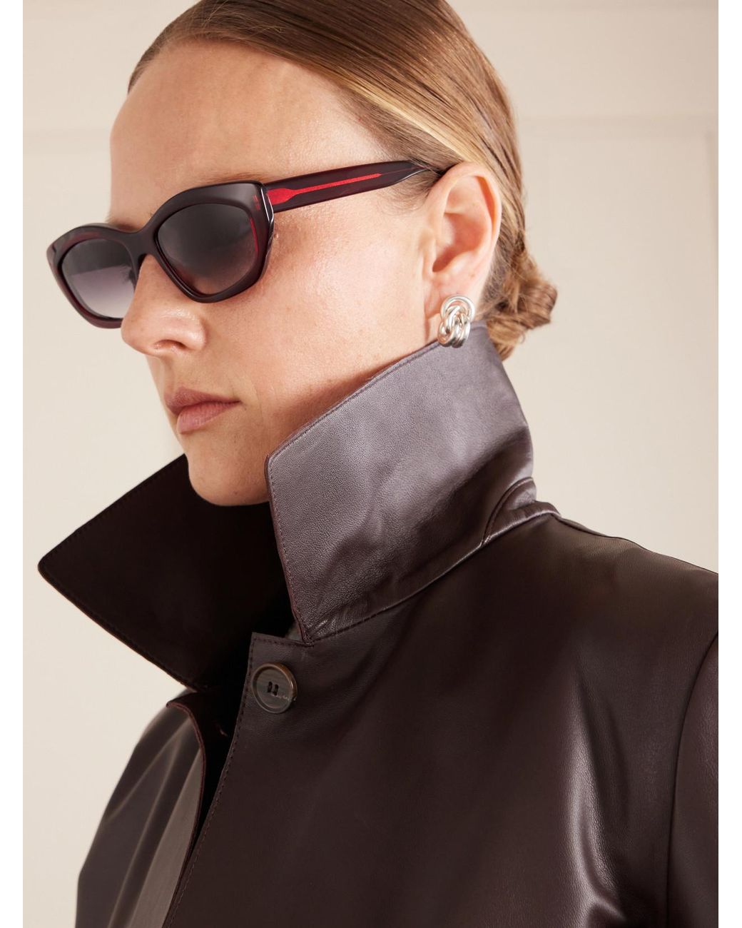 Barton Perreira Red Bessie Cat-Eye Acetate Sunglasses