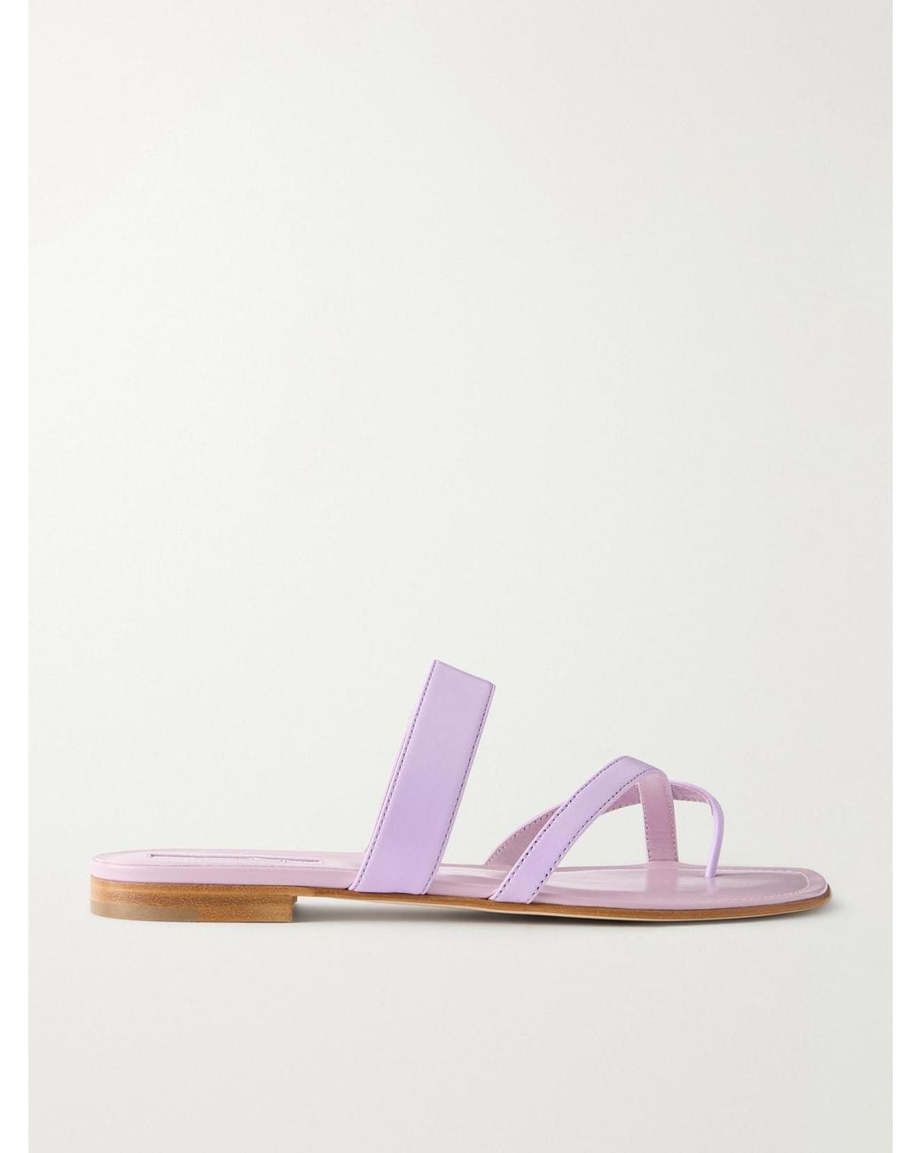 Manolo Blahnik Purple Susa Leather Sandals
