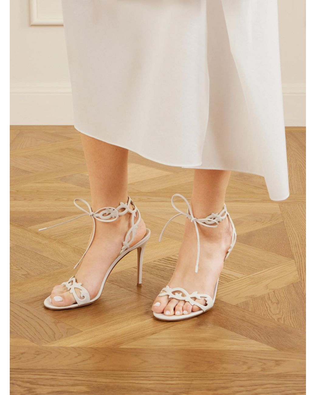Gianvito Rossi Natural Eden 95 Laser-Cut Leather Sandals