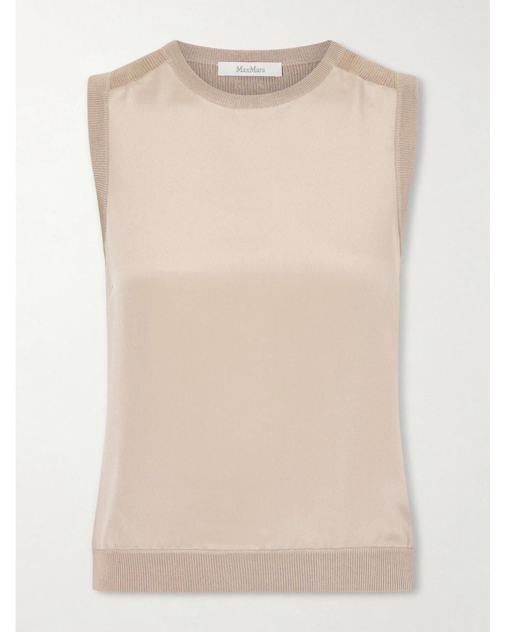 Max Mara Natural Ginseng Silk-Blend Tank Top