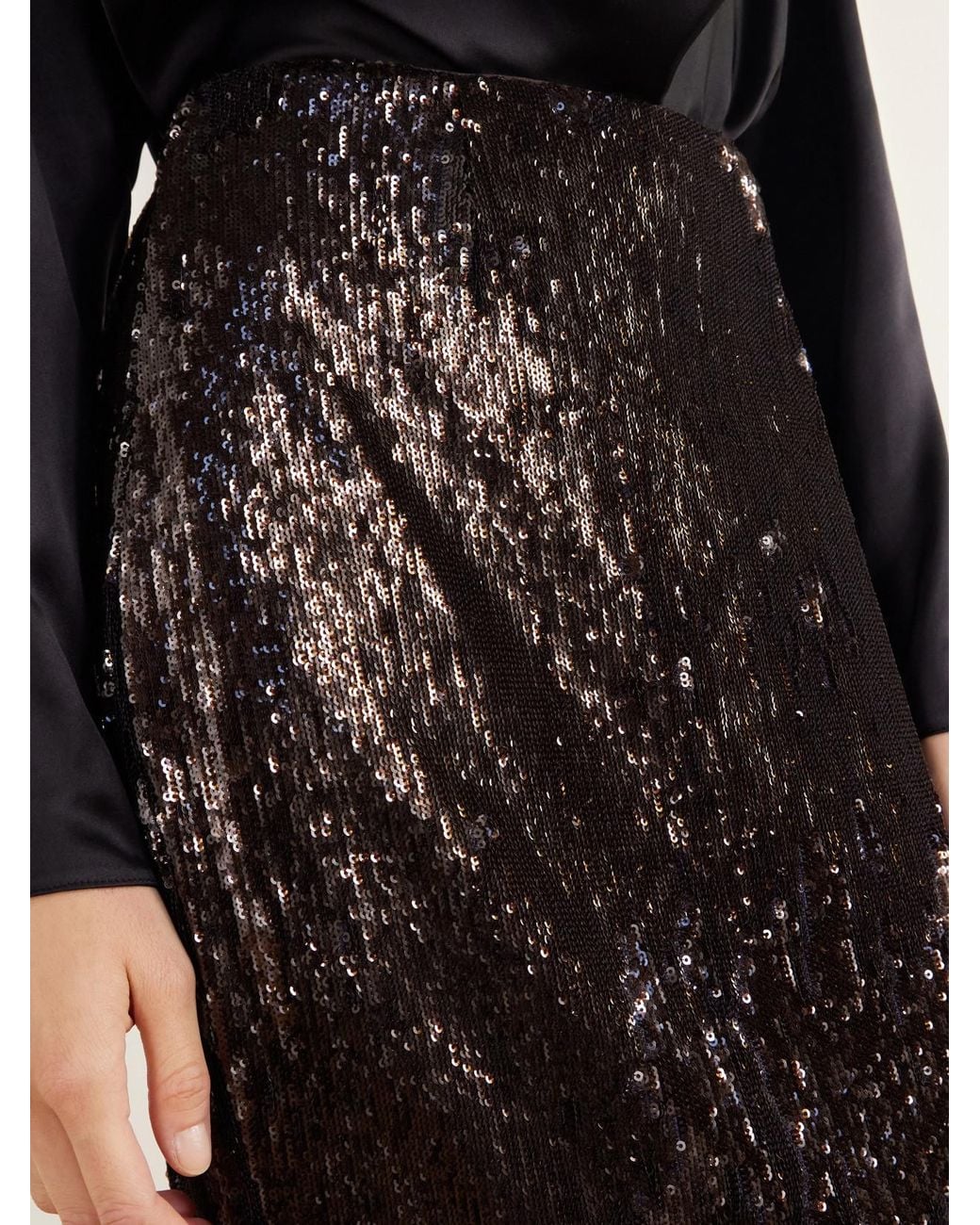 Balmain Black Sequined Crepe Maxi Skirt