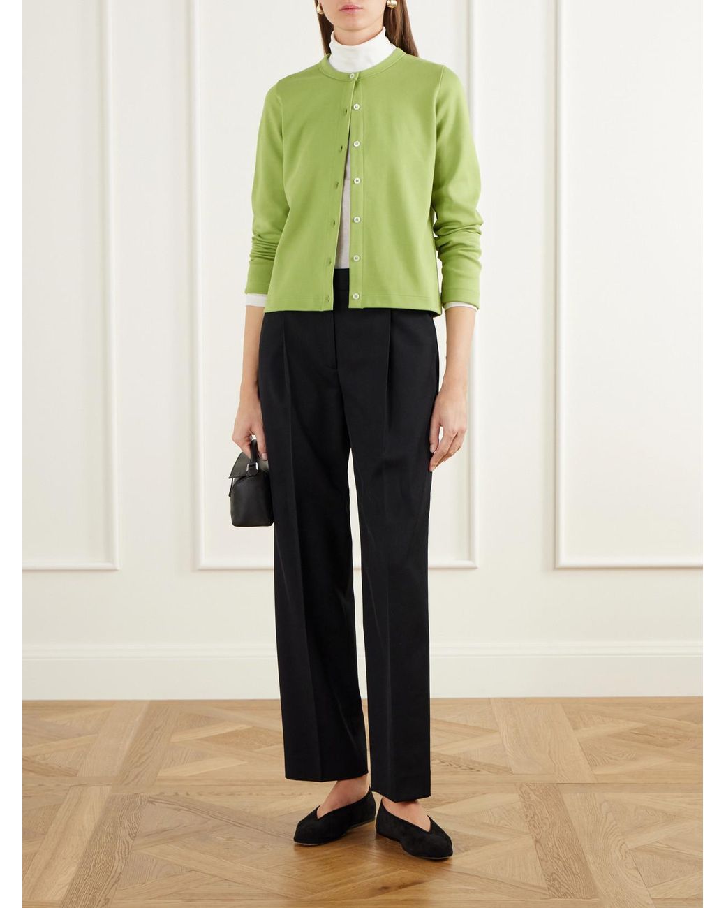 Flore Flore Green Poppy Organic Cotton-Jersey Cardigan