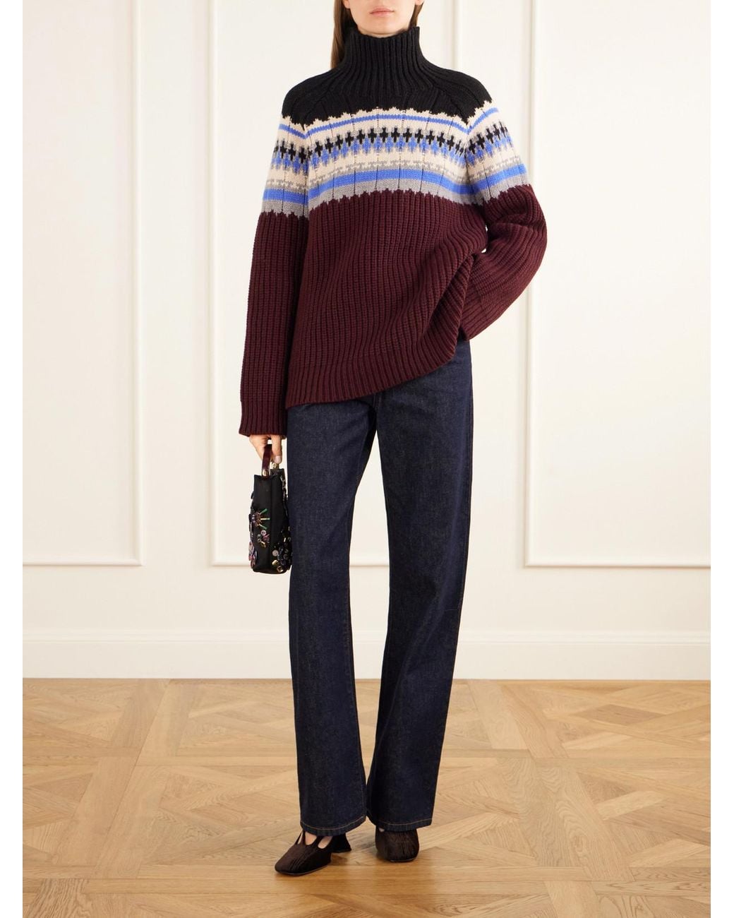 Dries Van Noten Red Fair Isle Wool And Cashmere-Blend Turtleneck Sweater