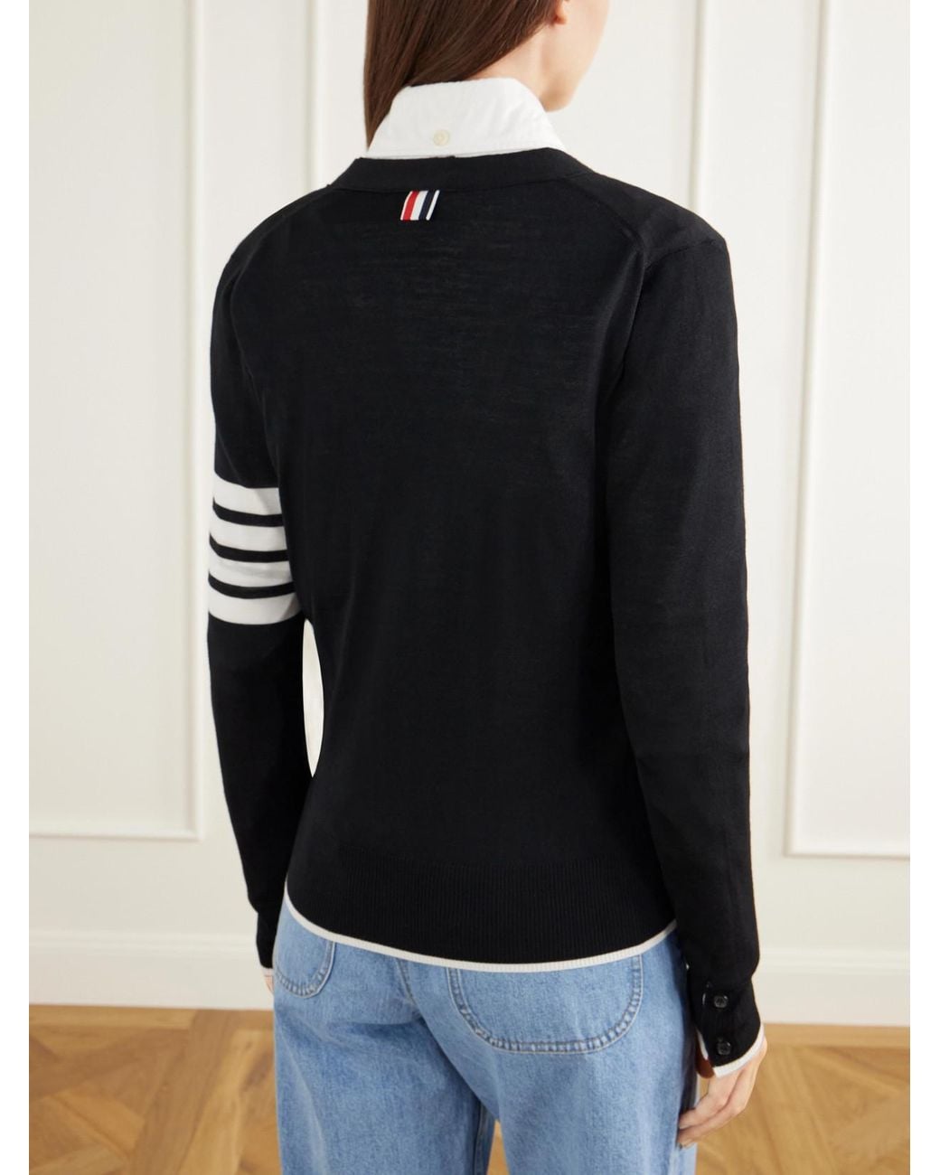 Thom Browne Black 4-Bar Wool Cardigan