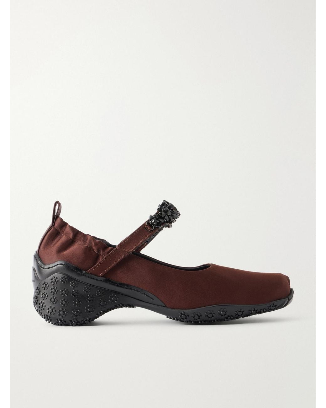 Simone Rocha Brown Ballet Runner Crystal-Embellished Satin Pumps