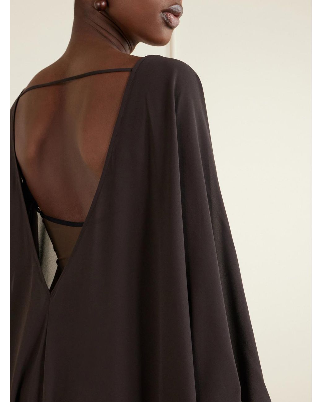Staud Black Nour Open-Back Chiffon Coverup