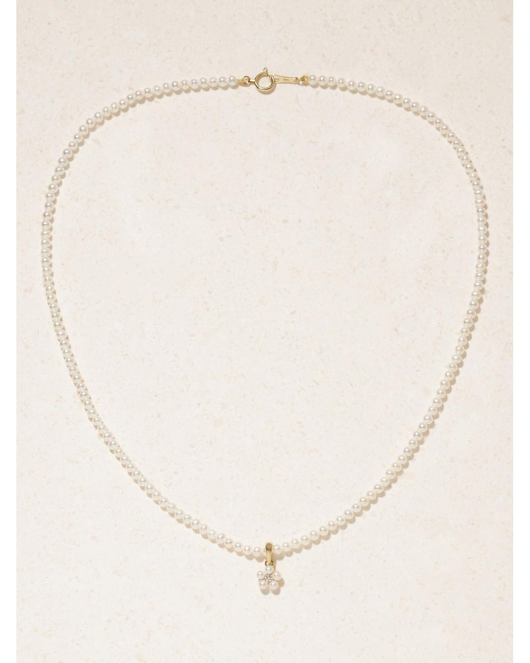 Mizuki Natural 14-Karat, Pearl And Diamond Necklace