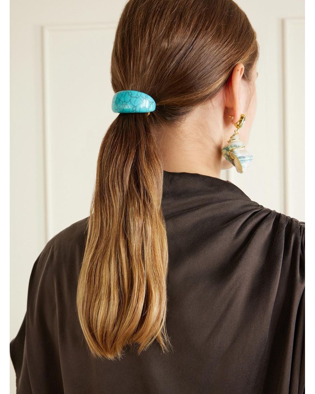 Jennifer Behr Blue Winona Resin-Embellished Hair Tie