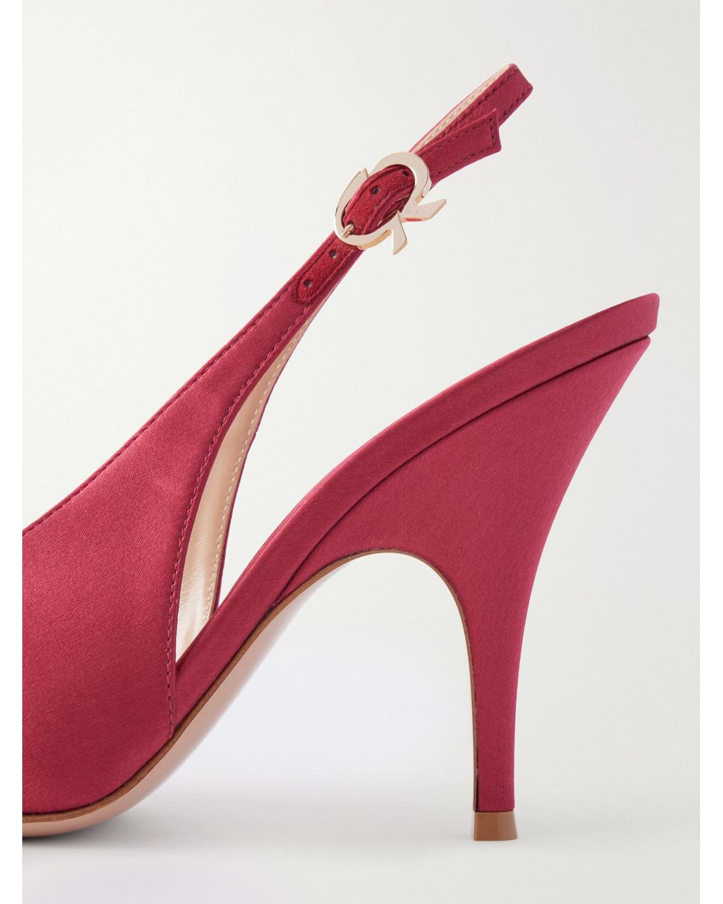 Gianvito Rossi Pink Sofia 95 Logo-Detailed Satin Slingback Pumps
