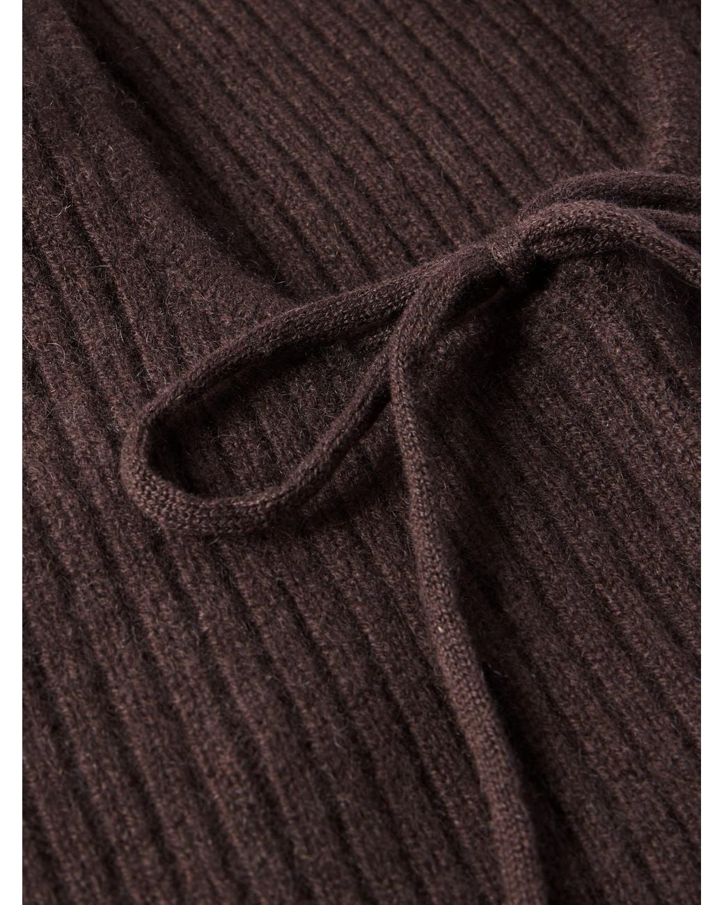 Yves Salomon Brown Ribbed Cashmere Snood