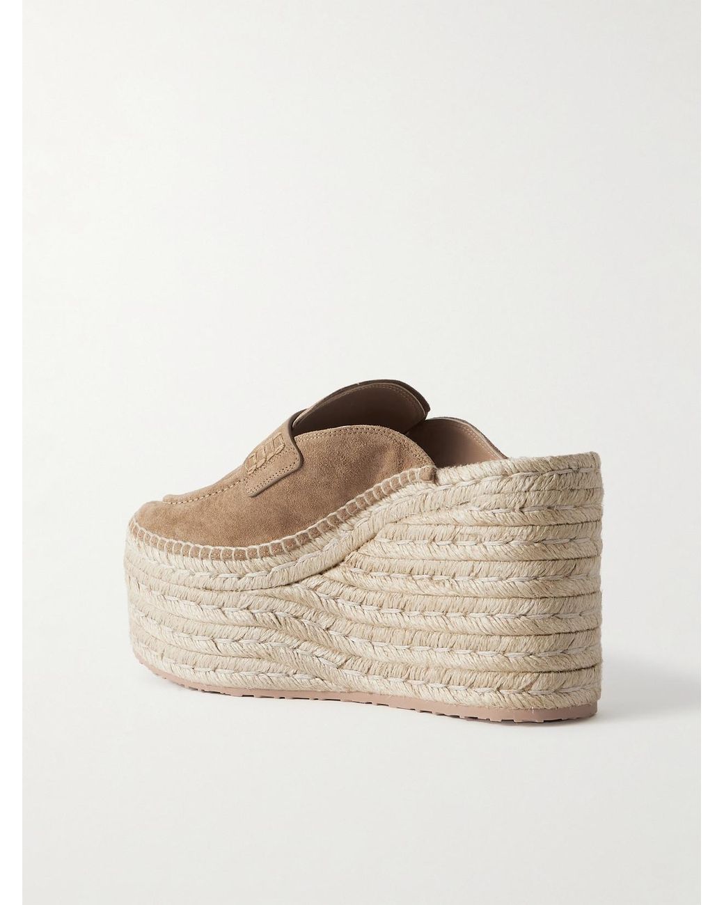 Gianvito Rossi Natural Maxilla 105 Suede Espadrille Wedge Mules