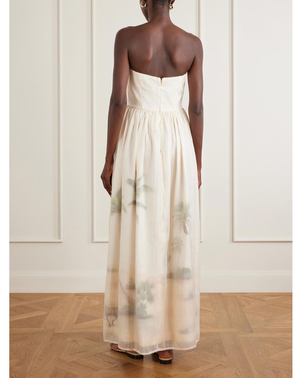 Agua Bendita White Tonia Arena Printed Organza Midi Dress