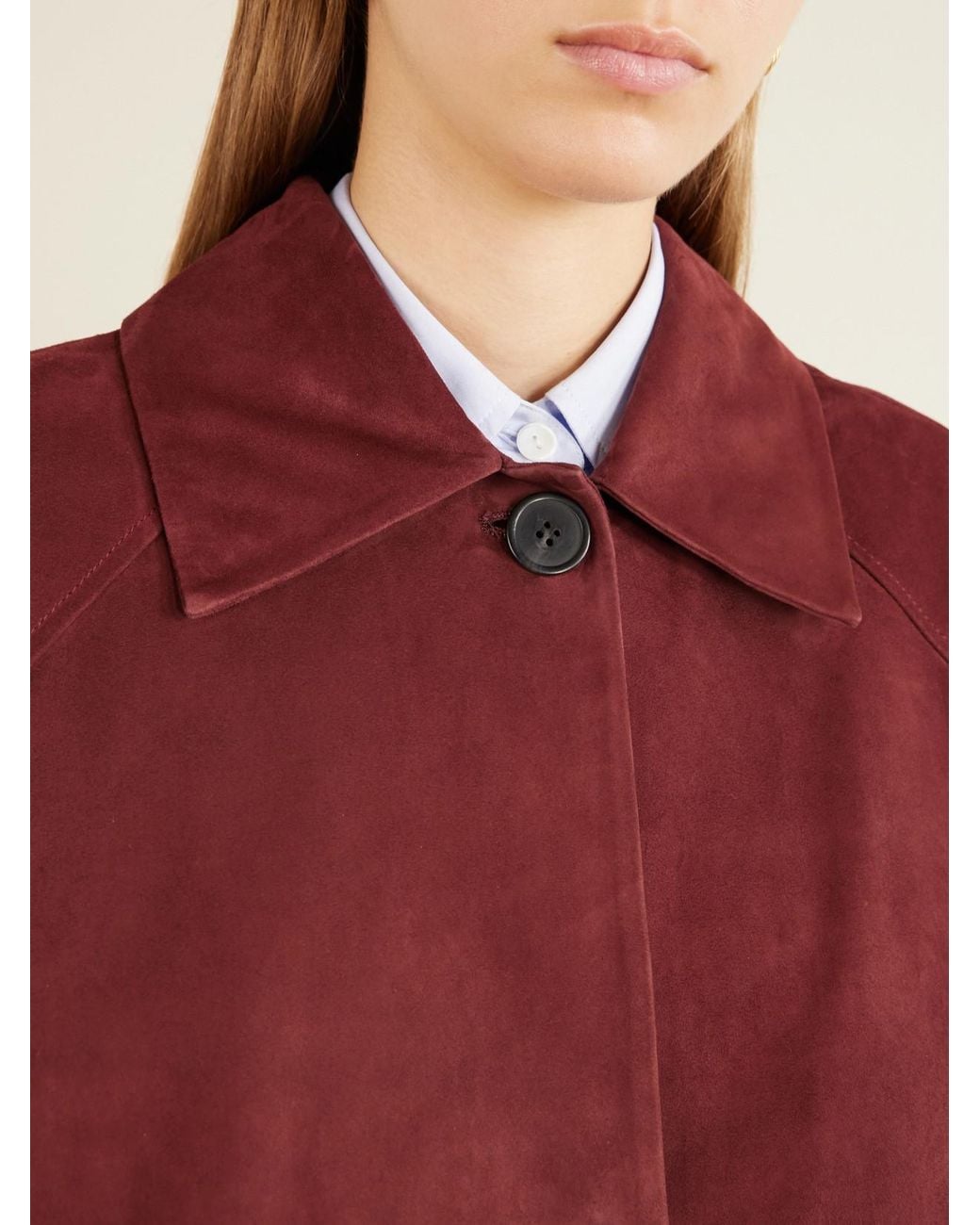 Arma Red Judy Oversized Suede Coat