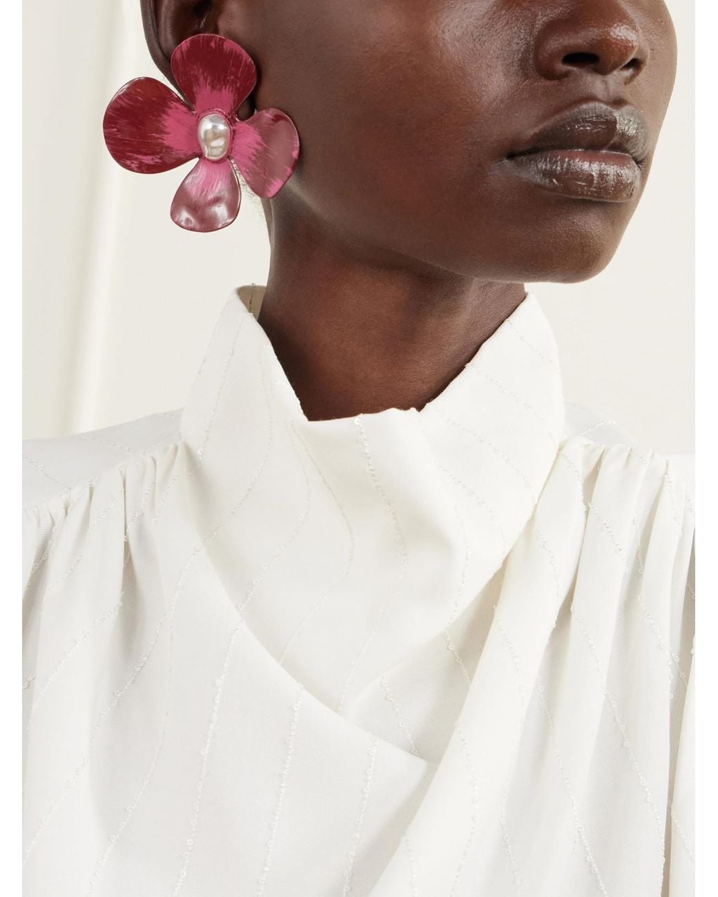 Cult Gaia Pink Lucky Pearl-Effect Enamel-Tone Earrings