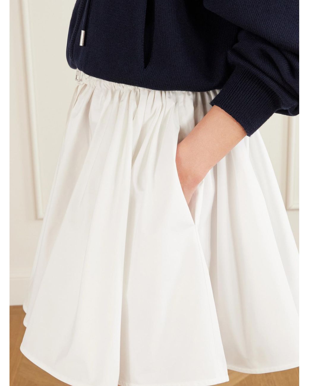 Givenchy White Pleated Cotton Mini Skirt