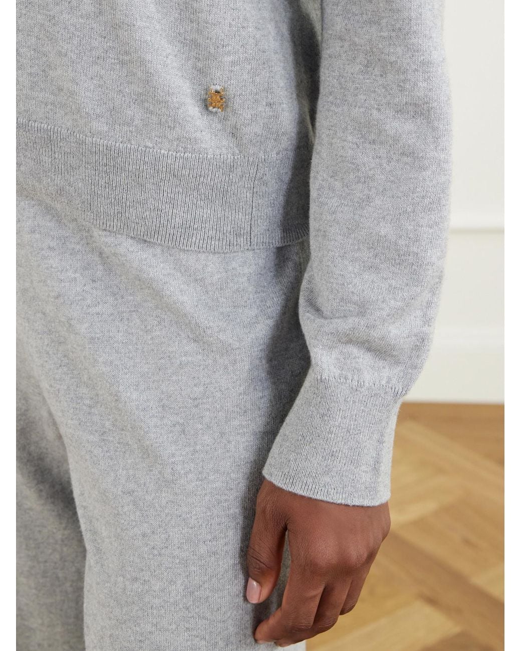 ÉTERNE Gray Cotton And Cashmere-Blend Sweater
