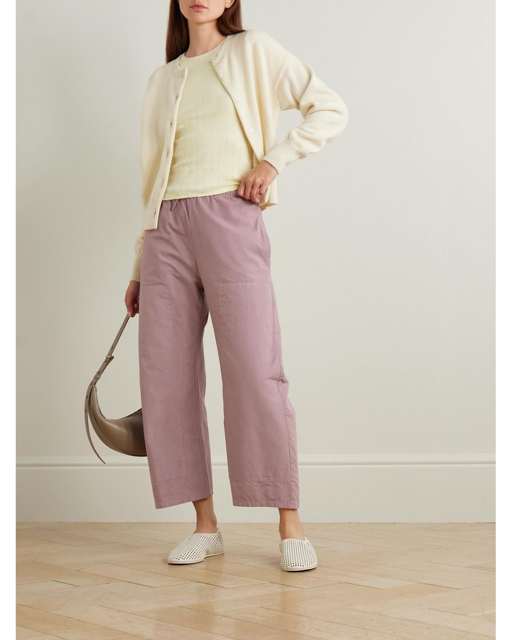 Leset Kyoto Cotton Wide-Leg Pants in Pink | Lyst