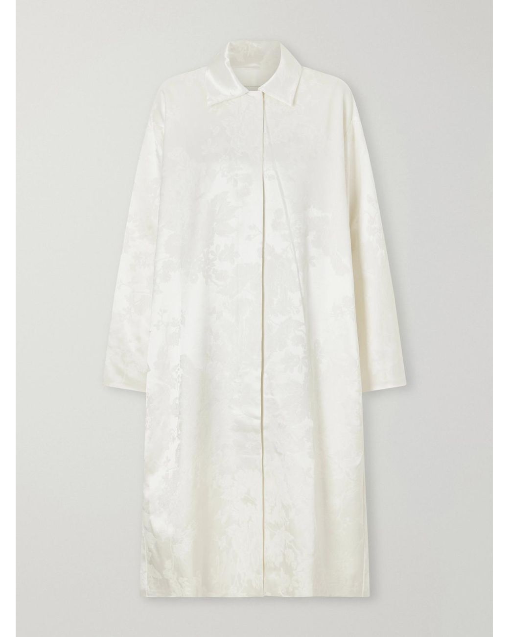 St. Agni White Silk And Wool-Blend Floral-Jacquard Cloqué Coat