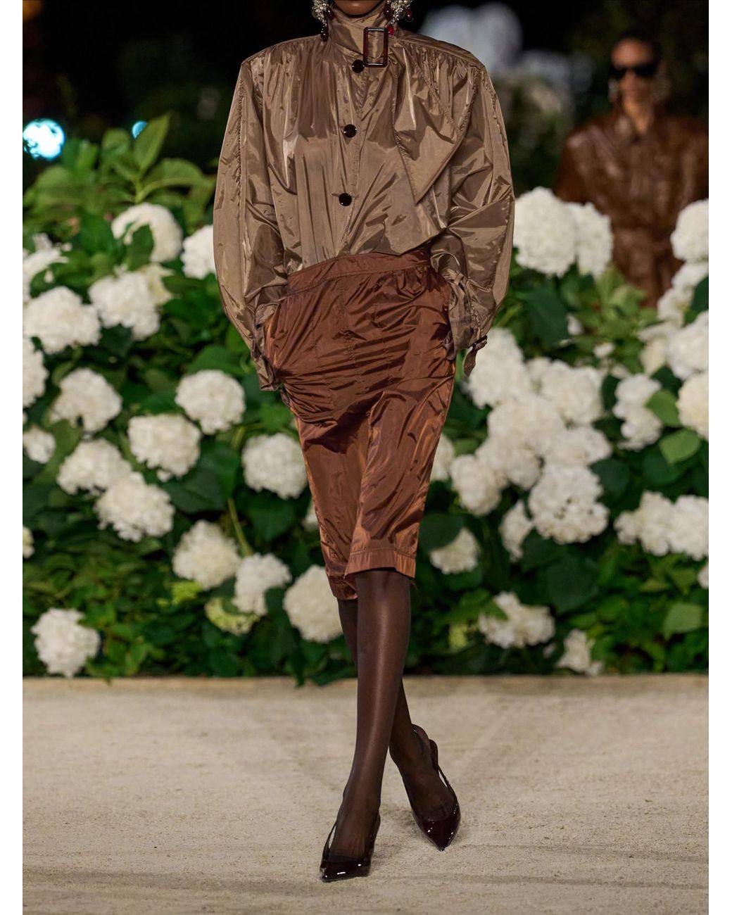 Saint Laurent Brown Woven Midi Skirt