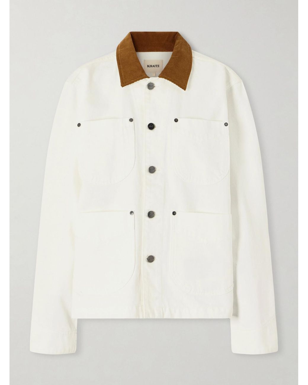 Khaite Natural Wyatt Corduroy-Trimmed Denim Jacket