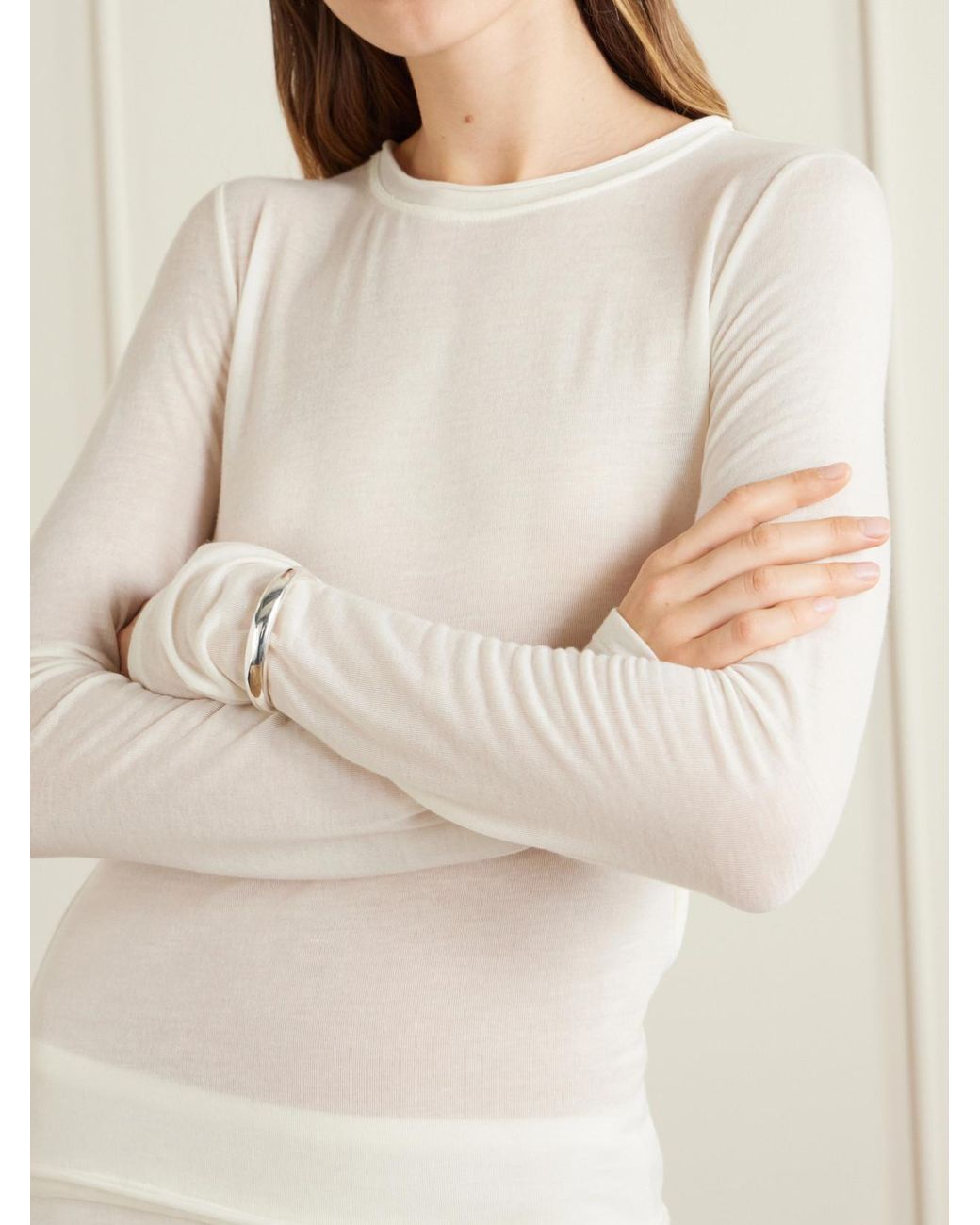 Colleen Allen White Tencel Modal-Blend T-Shirt