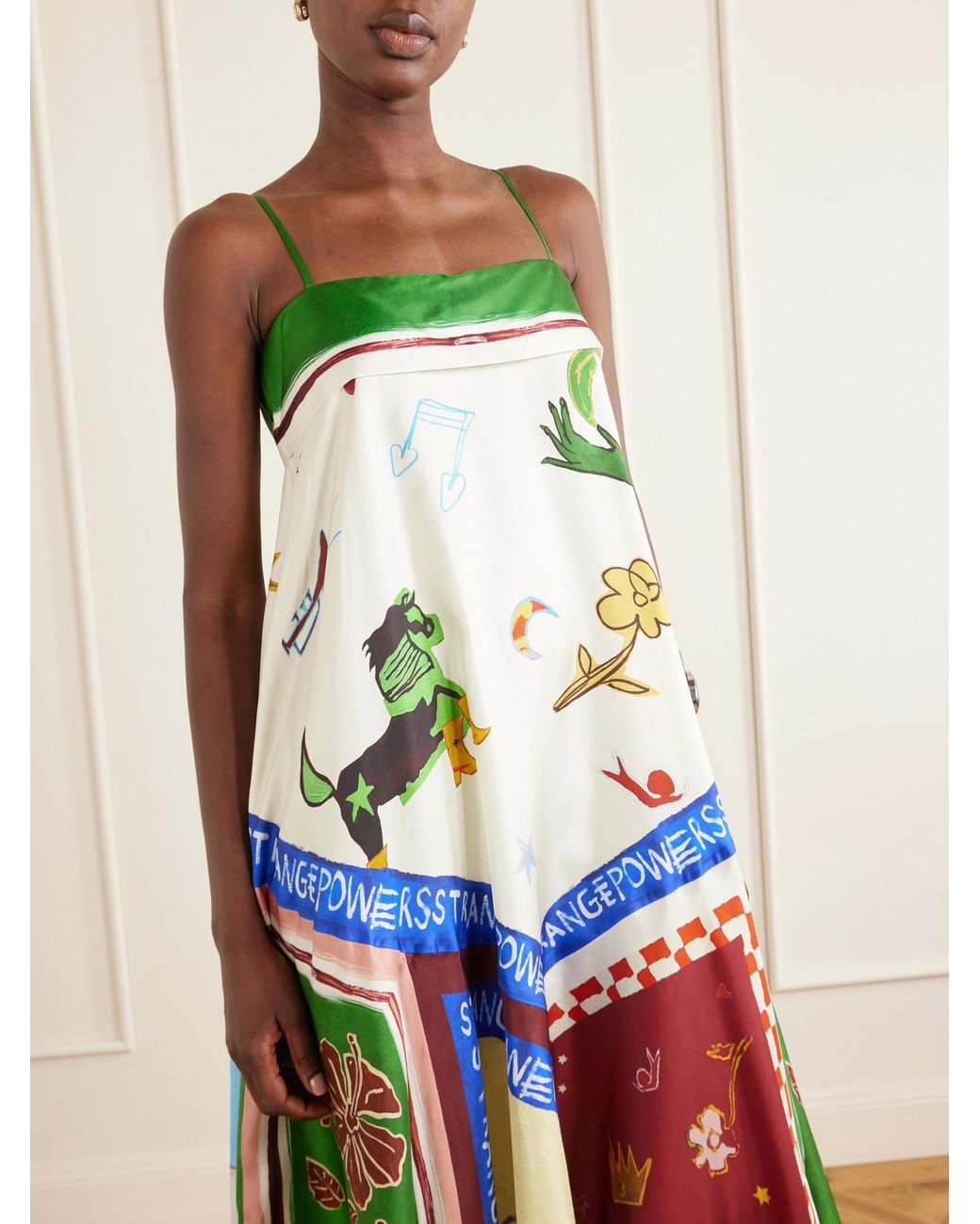 ALÉMAIS White Tangible Silk-Twill Midi Dress