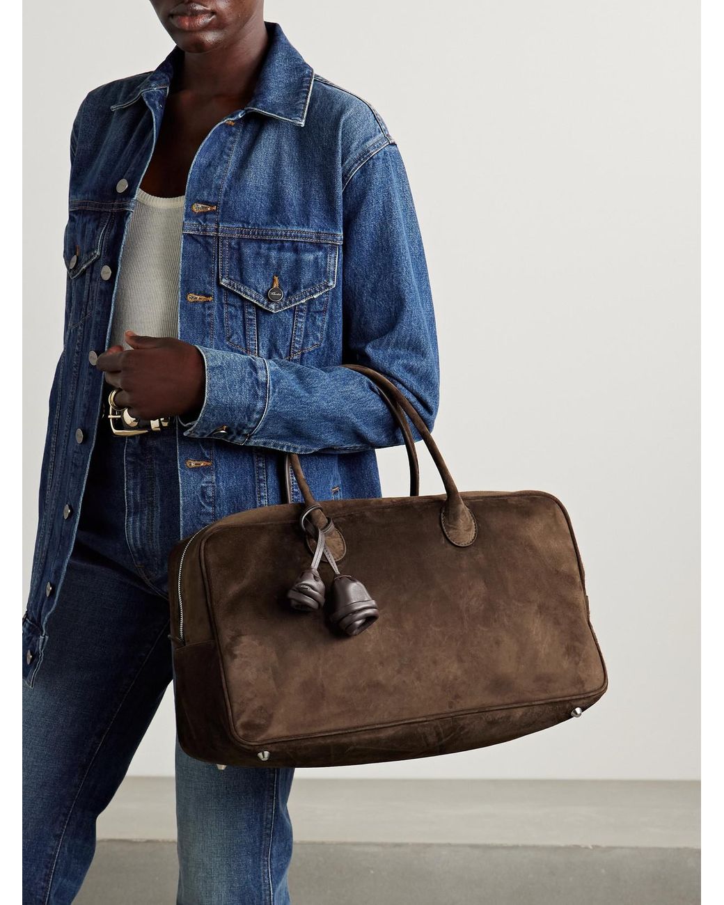 Magda Butrym Brown Brigitte Large Leather-Trimmed Suede Tote