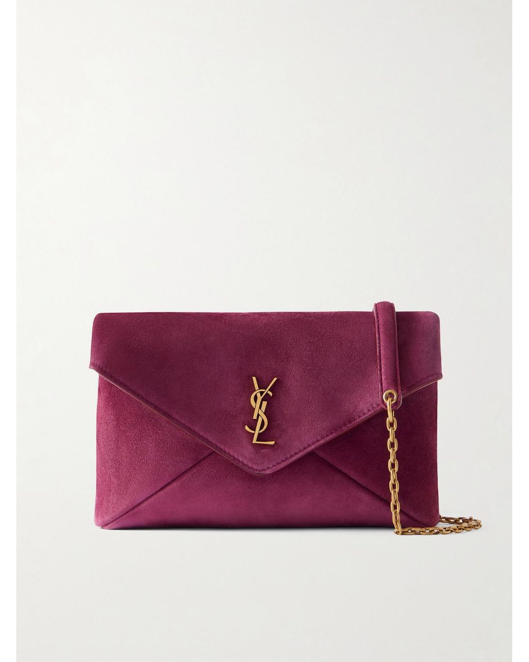 Saint Laurent Purple Cassandre Suede Shoulder Bag
