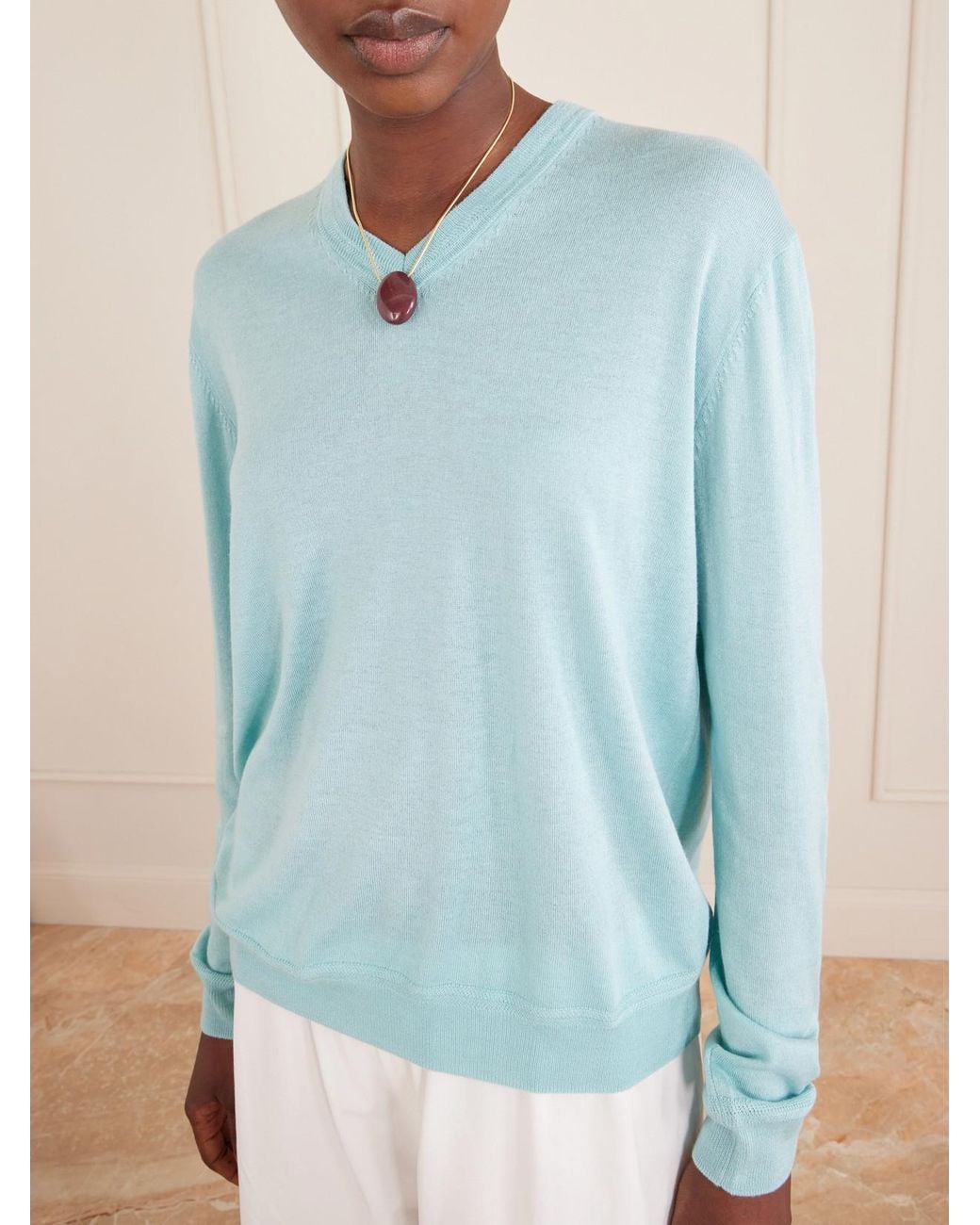 La Ligne Blue Ben Silk, Wool And Cashmere-Blend Knit Sweater