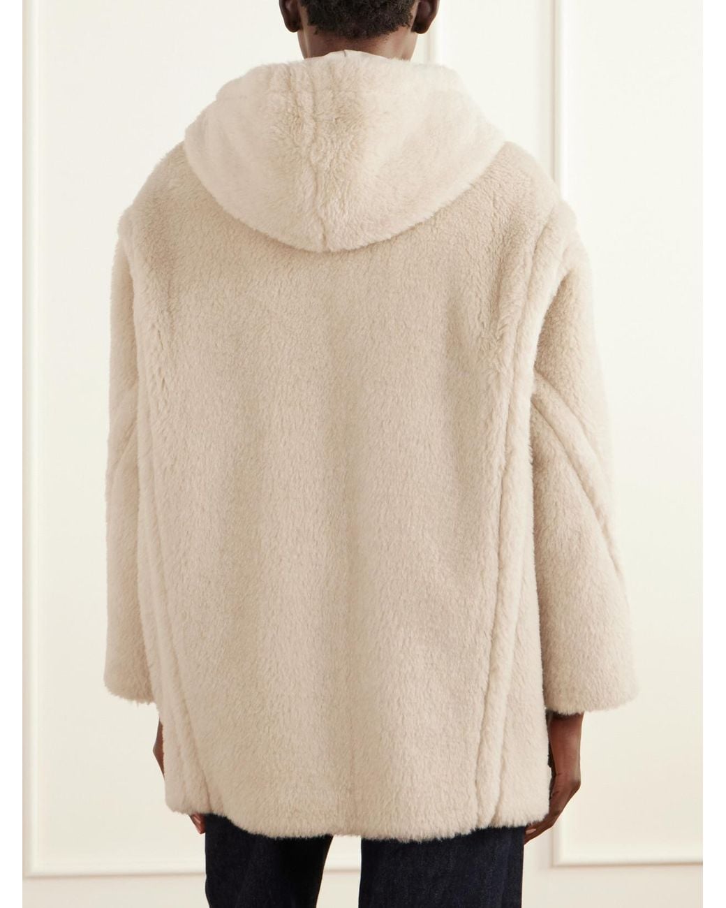 Max Mara Natural Spadino Teddy Hooded Alpaca, Wool And Silk-Blend Coat