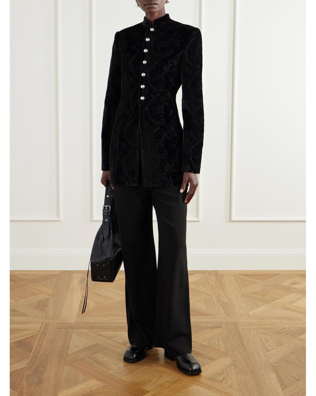 Ann Demeulemeester Black Yana Paisely-Embroidered Velvet Jacket