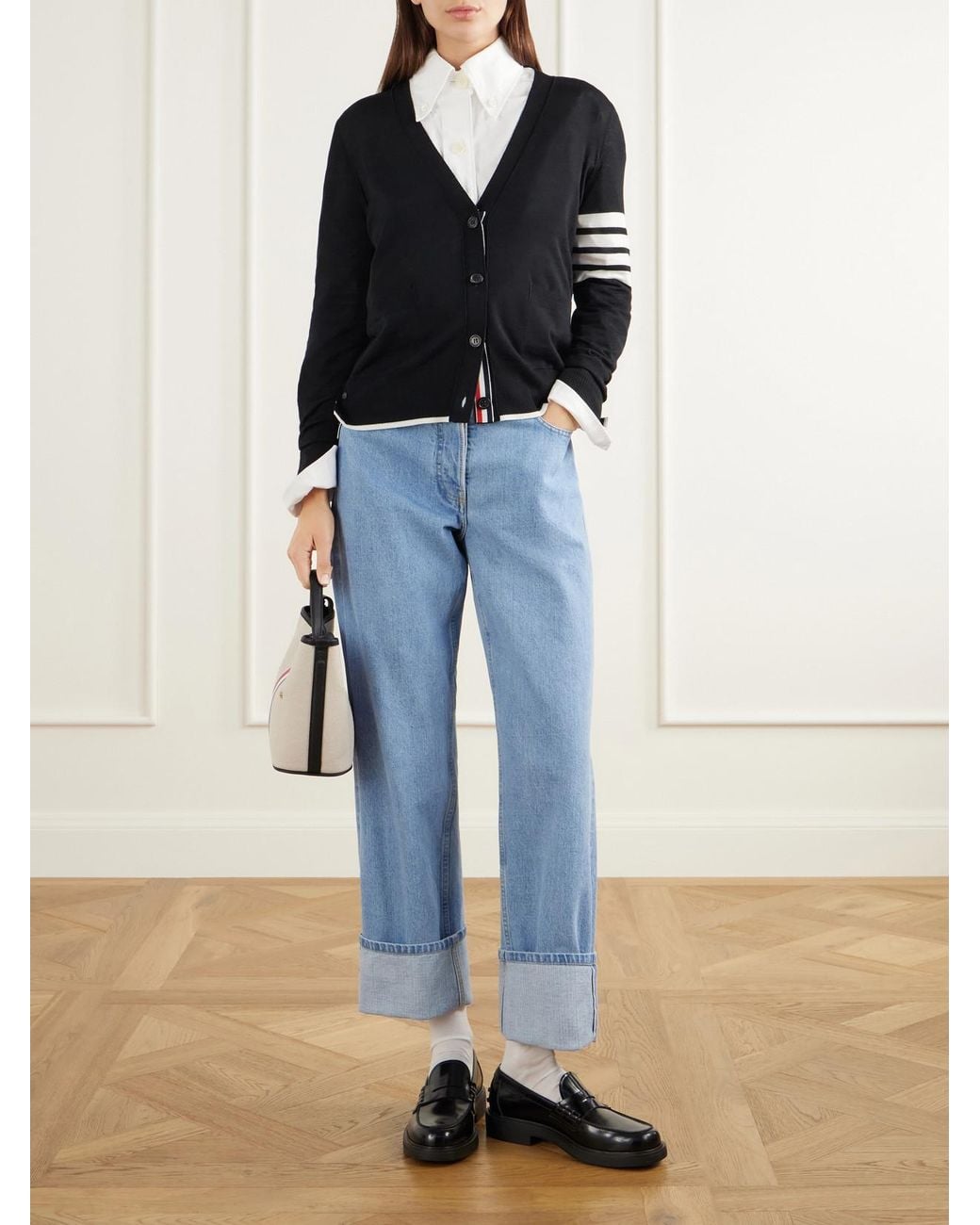 Thom Browne Blue Mid-Rise Straight-Leg Jeans
