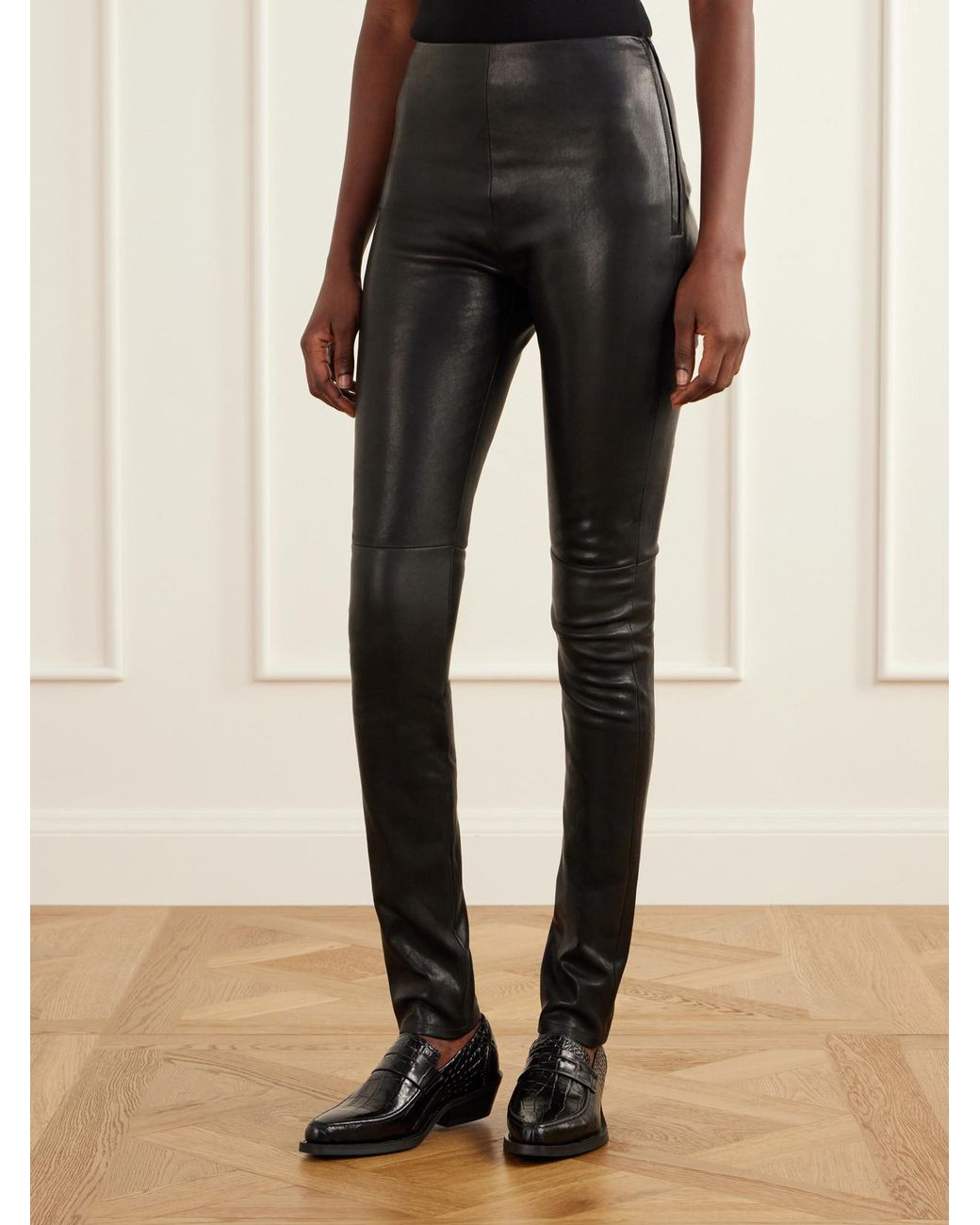 Ann Demeulemeester Black Florence Leather Skinny Pants