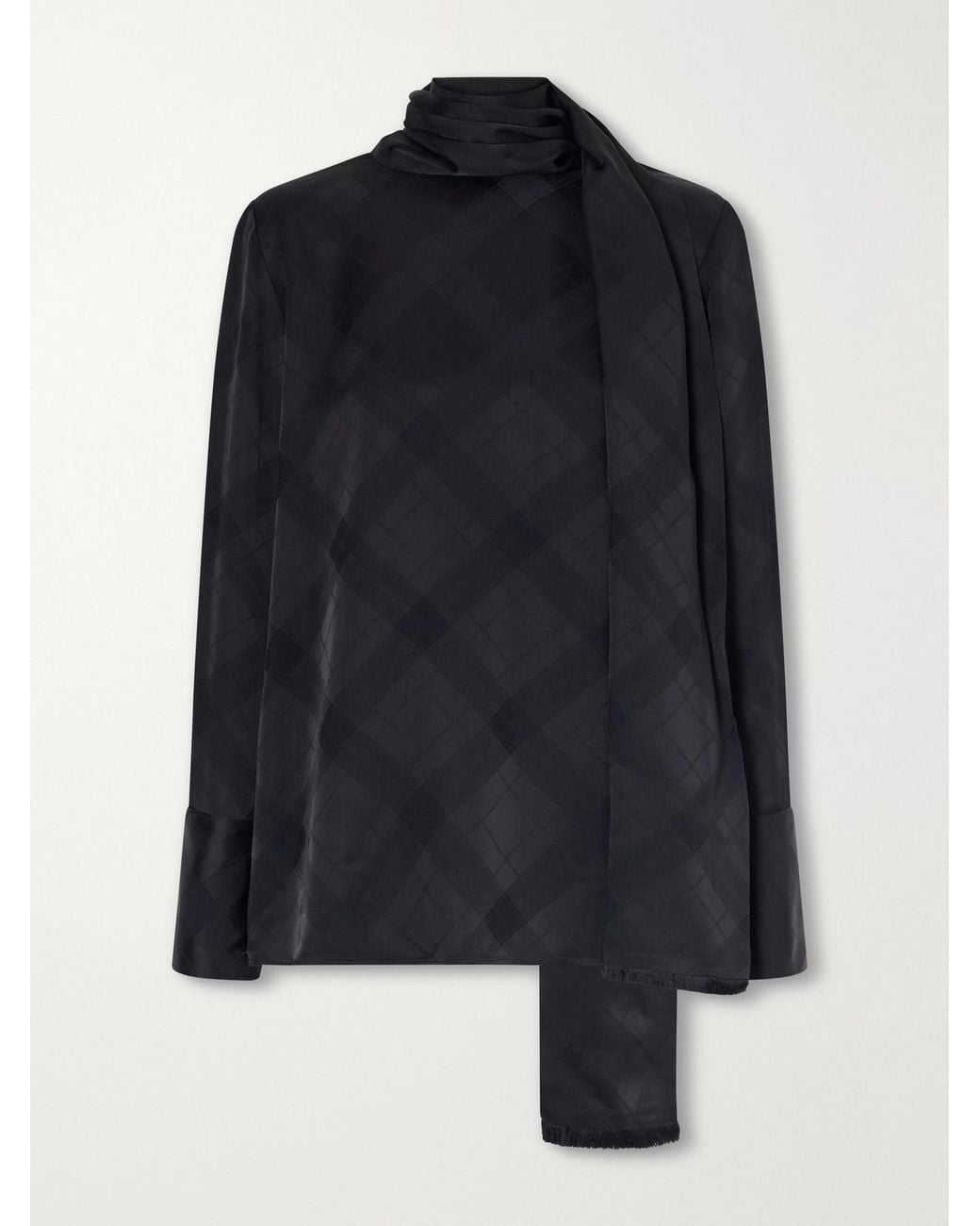 RÙADH Blue The Luss Tie-Detailed Checked Satin Blouse