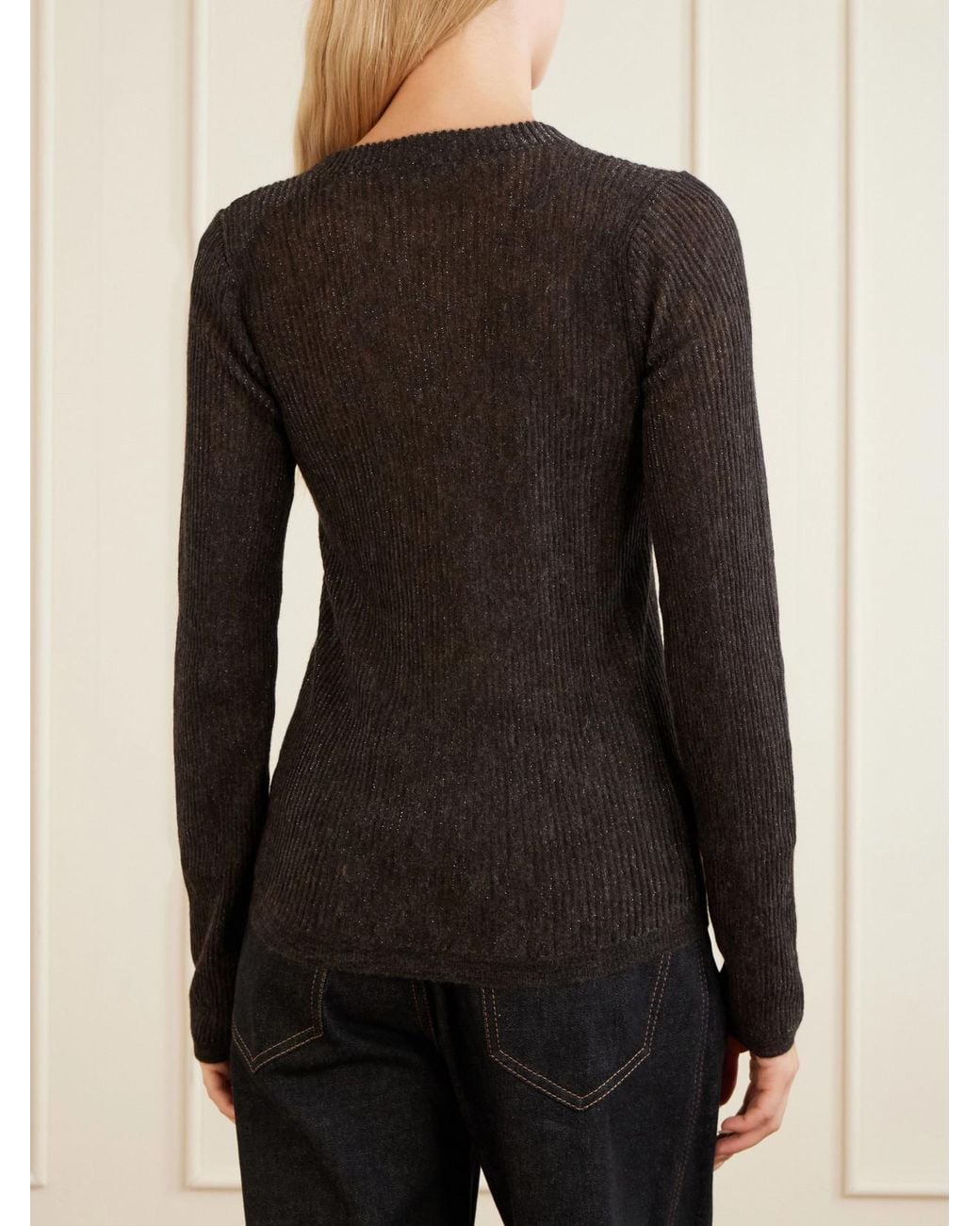 Brunello Cucinelli Black Metallic Silk, Alpaca And Wool-Blend Sweater