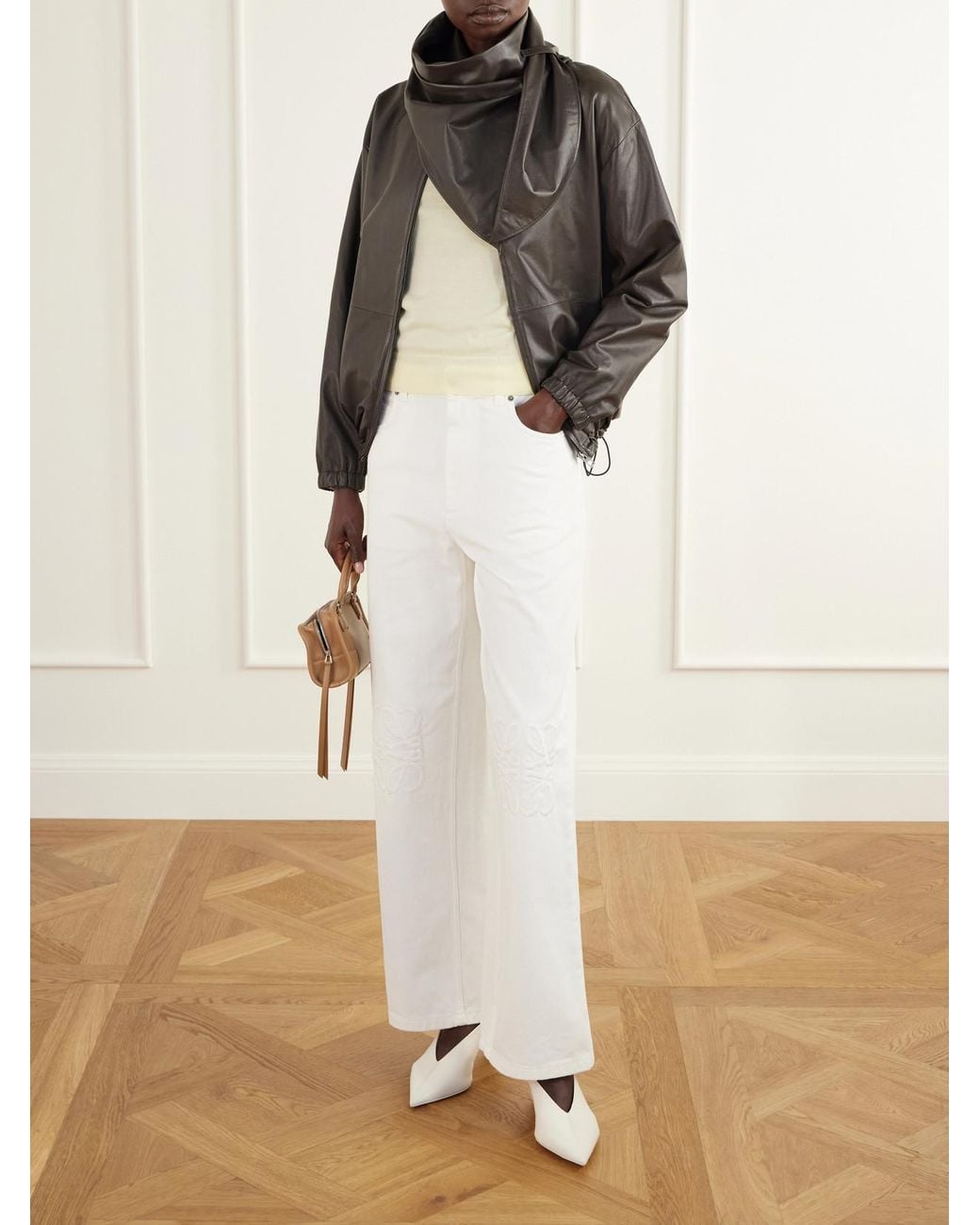 Loewe Black Scarf-Detailed Leather Jacket