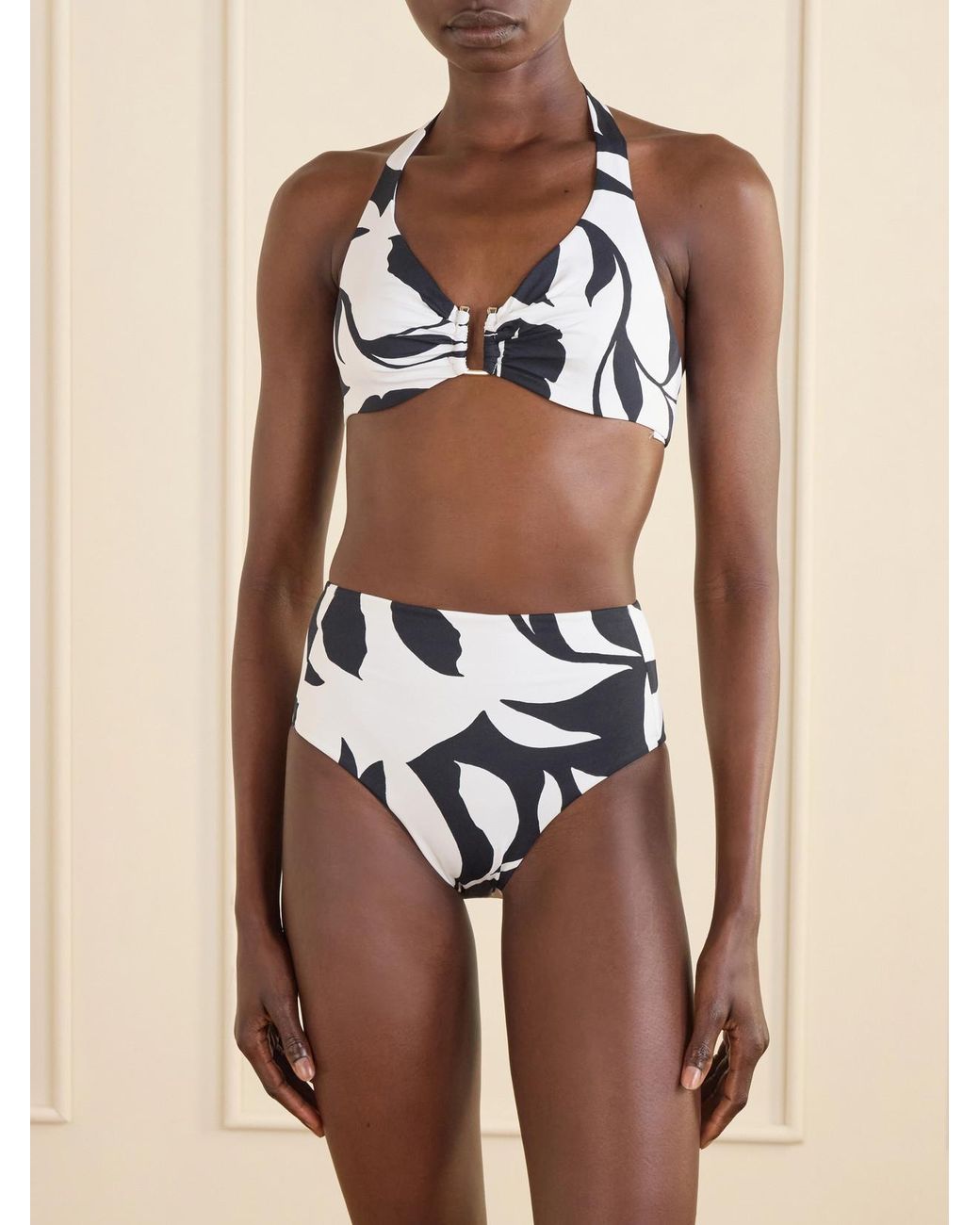 Max Mara White Avena Printed Bikini Top