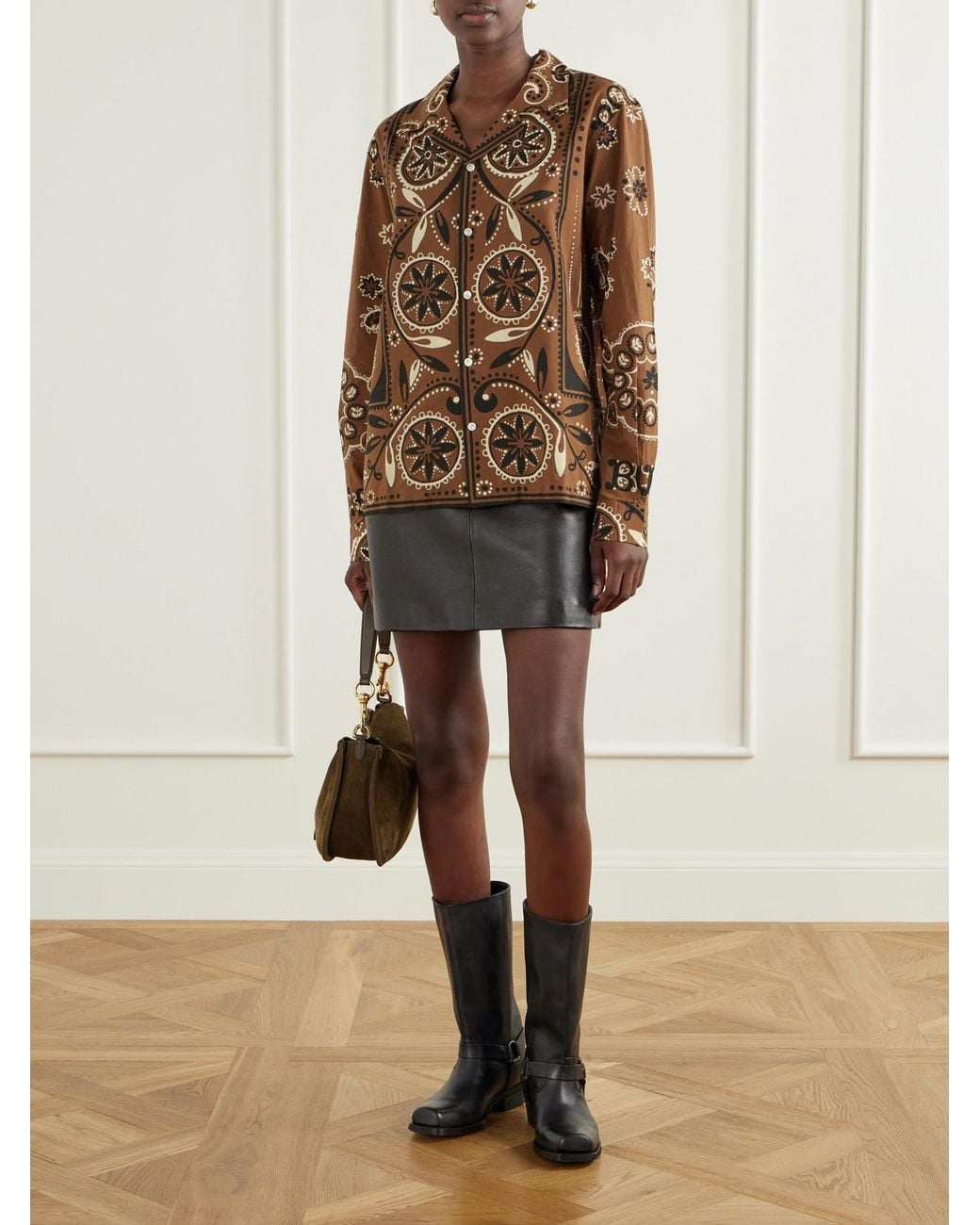 Bode Brown Bandana Paisley-Print Cotton Shirt