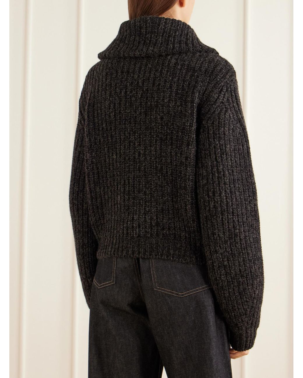 Lemaire Black Ribbed Alpaca And Yak Wool-Blend Zip-Up Cardigan