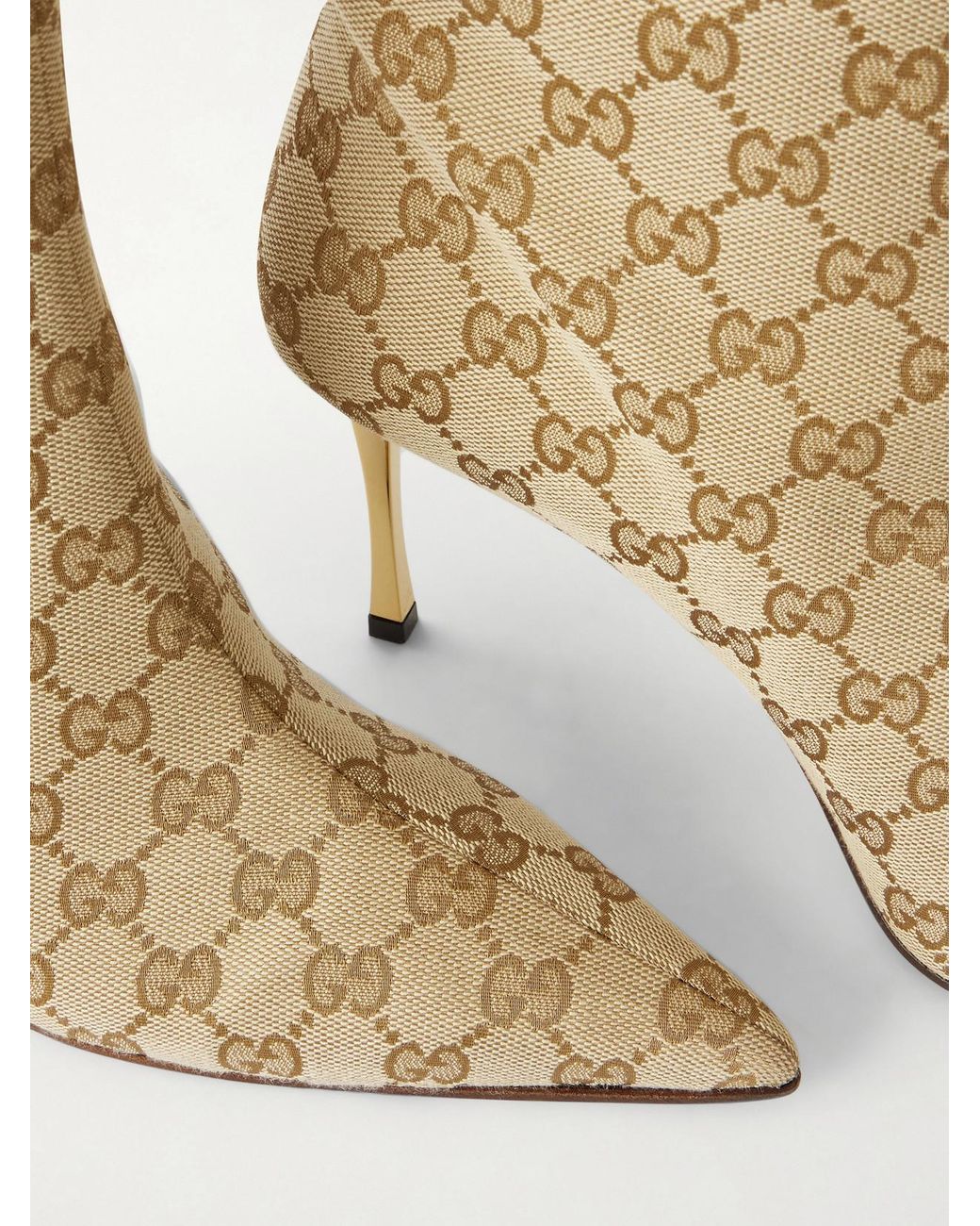 Gucci White Bombshell Coated-Canvas Knee Boots