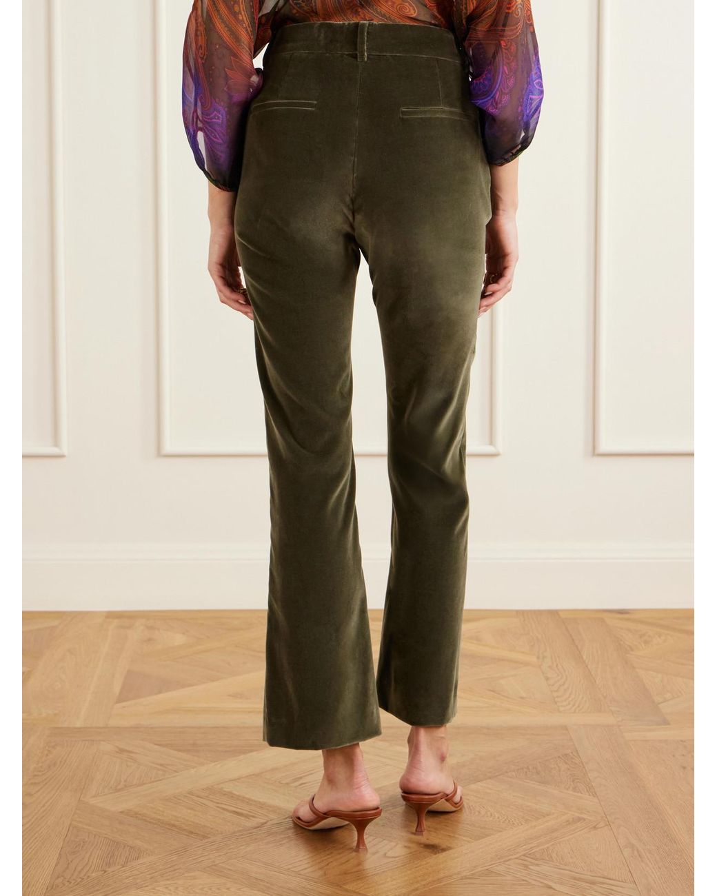 LaDoubleJ Green Velvet Straight-Leg Pants