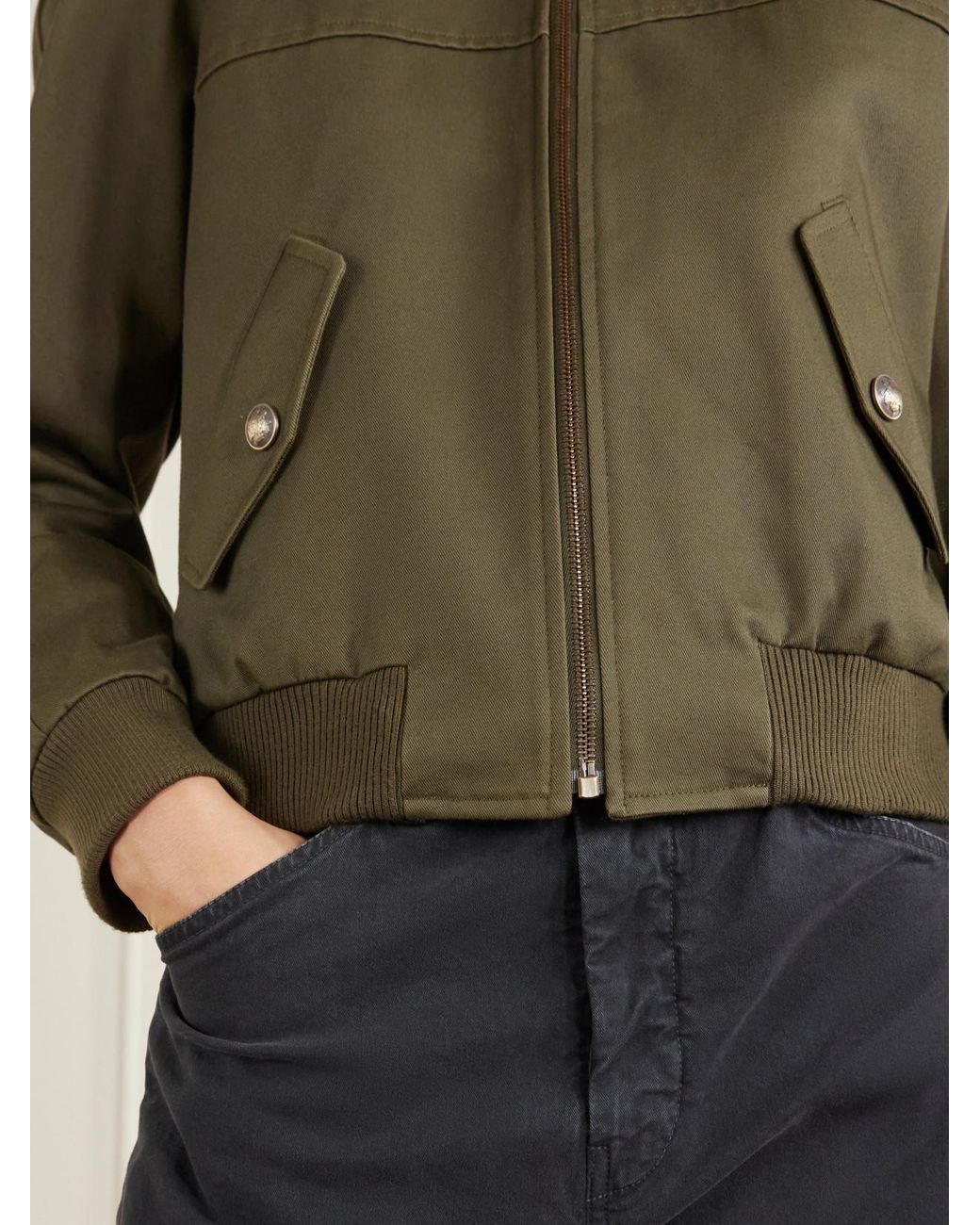 Nili Lotan Green Victor Corduroy-Trimmed Cotton-Twill Jacket