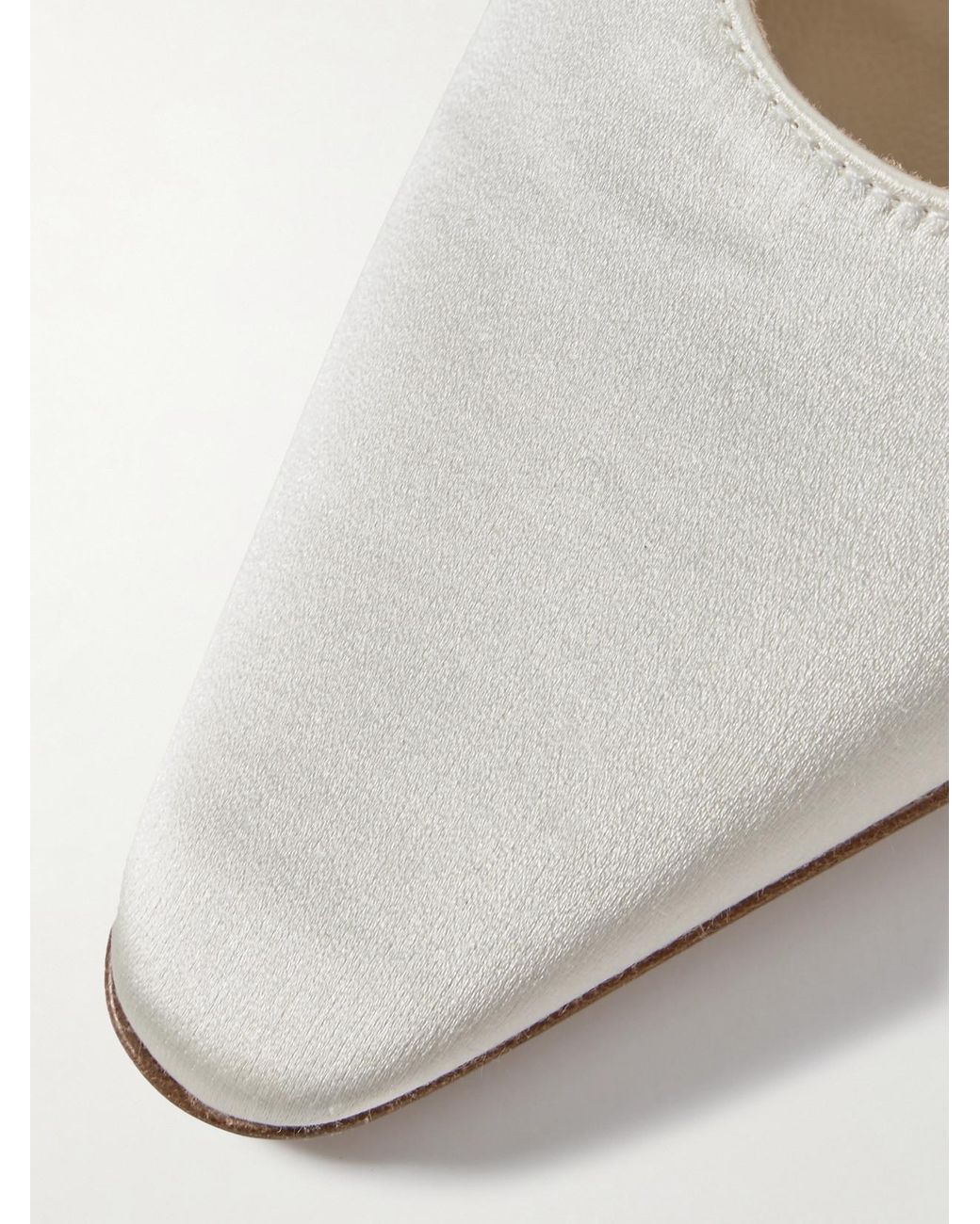 Danielle Frankel Natural Riley Satin Point-Toe Ballet Flats