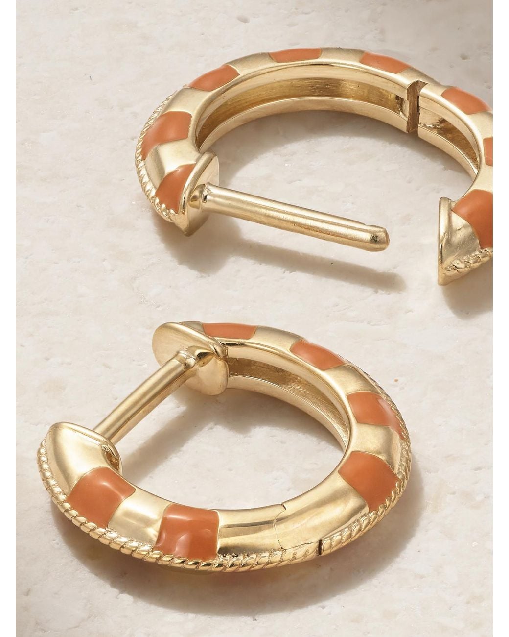 Yvonne Léon Natural 9-Karat And Enamel Hoop Earrings