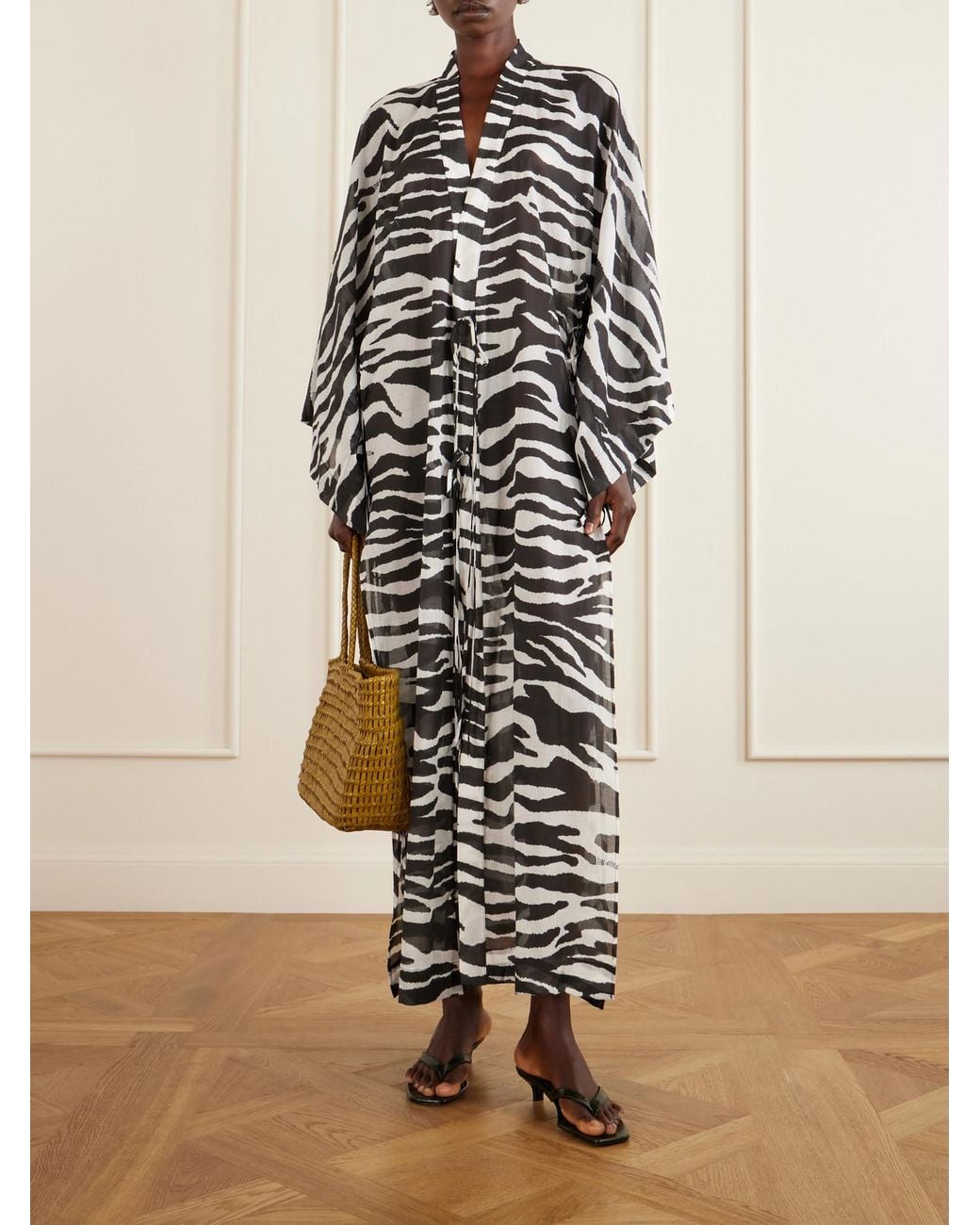 The Attico White Zebra-Print Cotton Kaftan