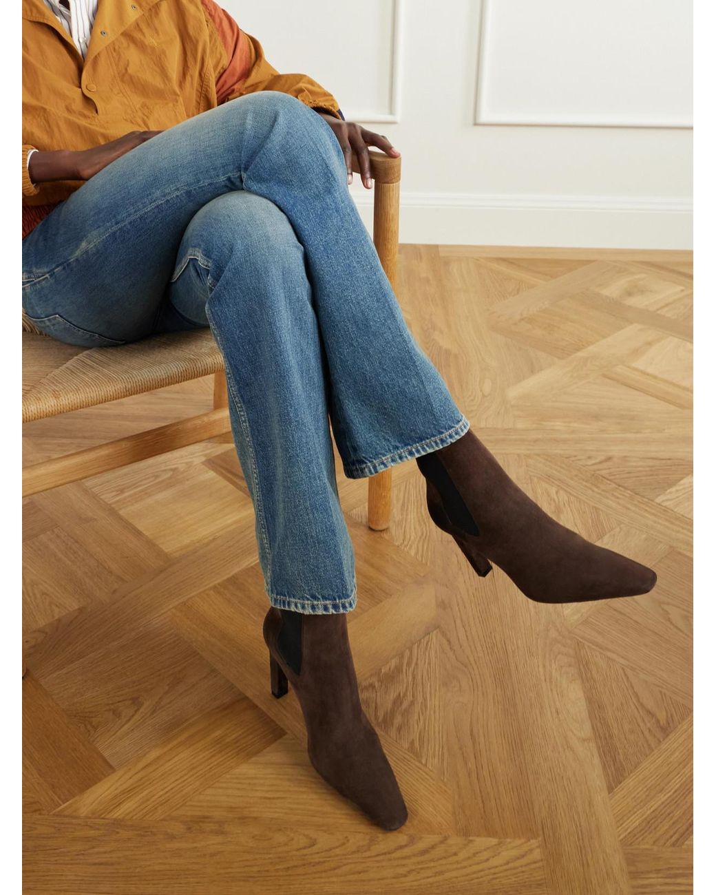 Saint Laurent Brown Francoise 95 Suede Ankle Boots