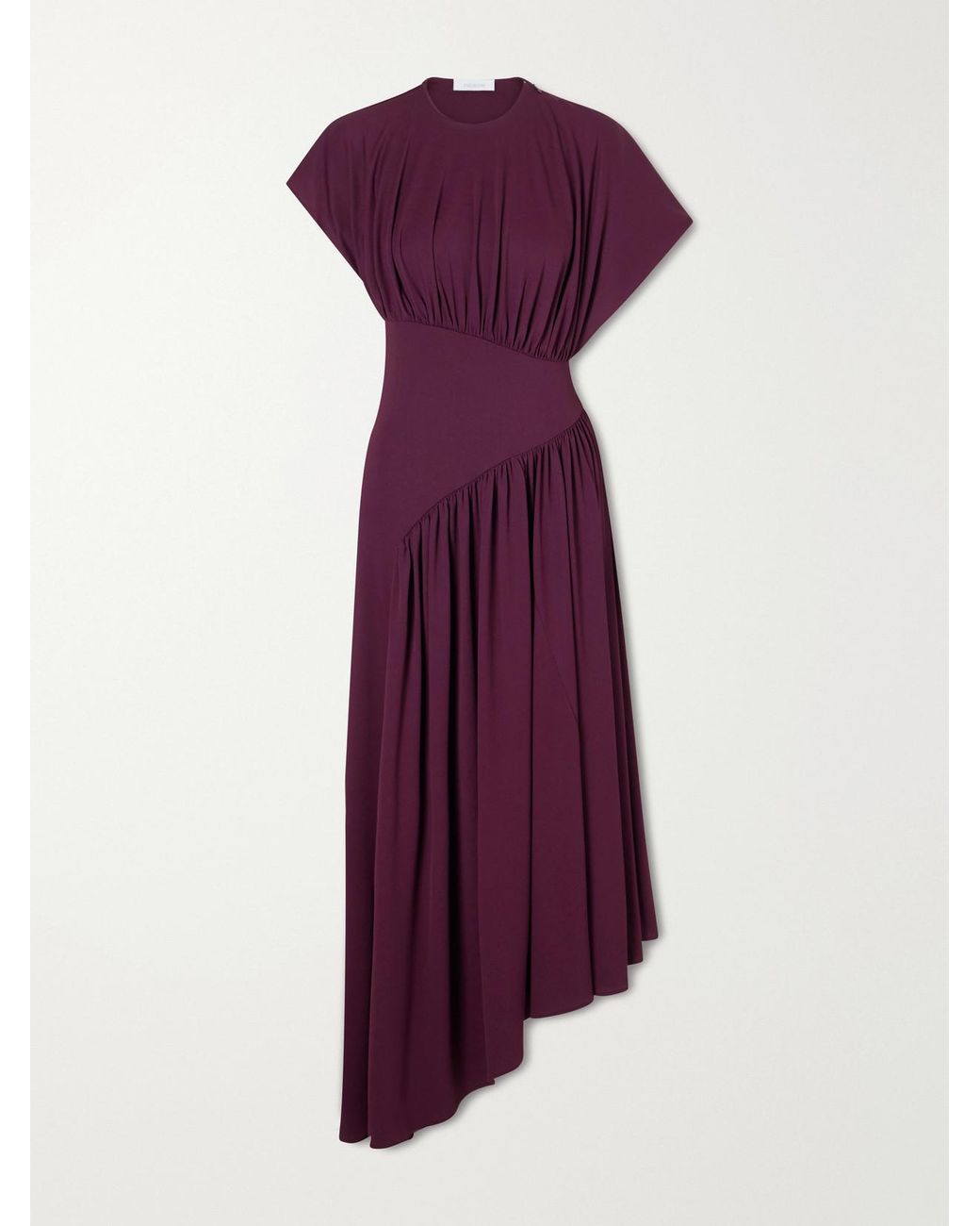 Rabanne Purple Draped Stretch-Jersey Maxi Dress