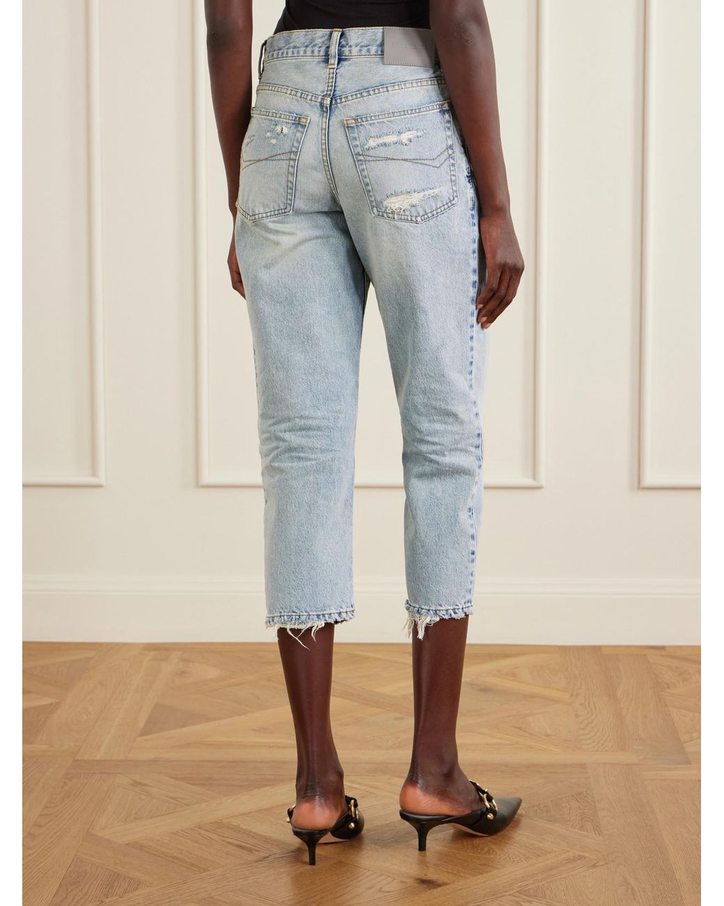 Balenciaga Blue Jackie Mid-Rise Straight-Leg Capri Jeans